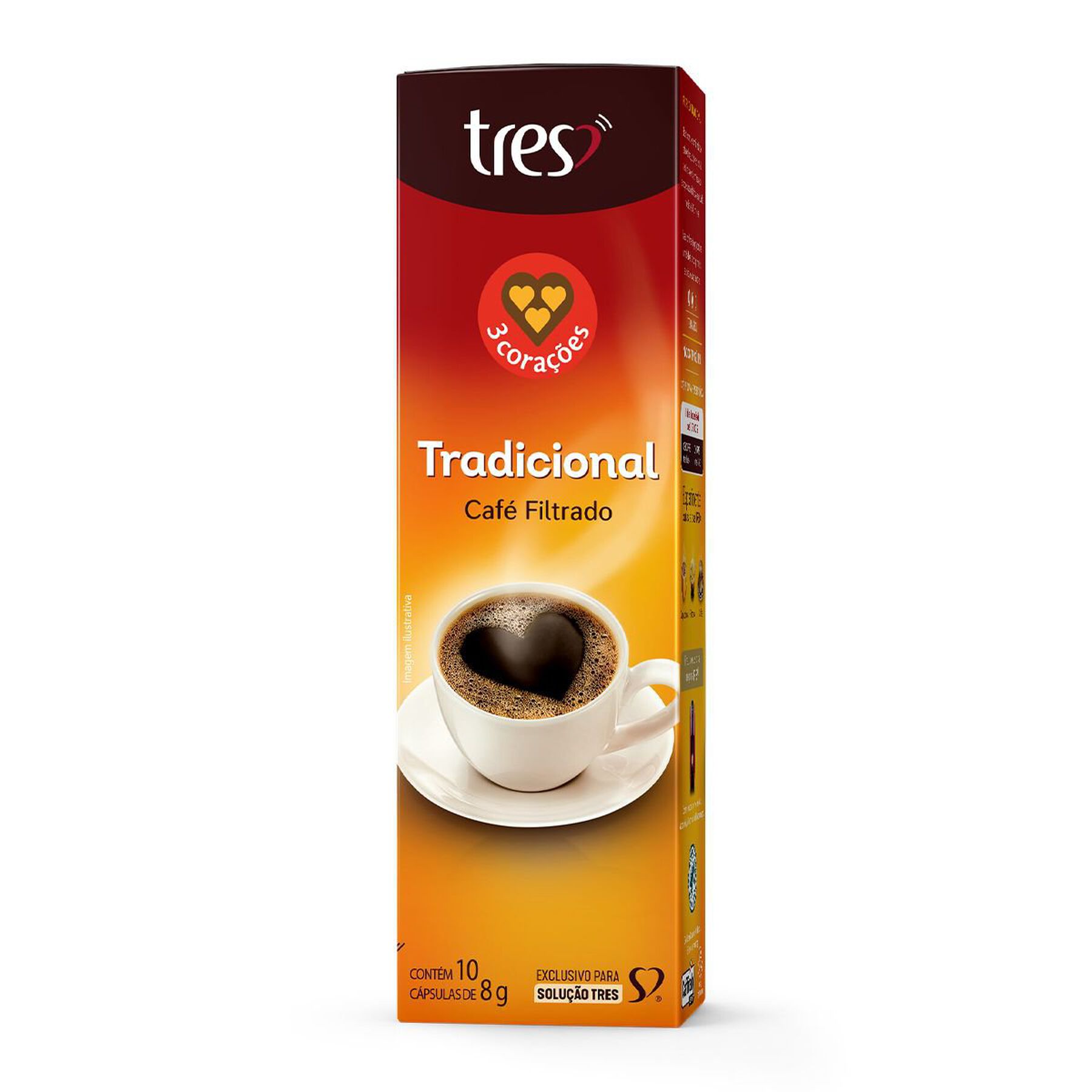 Café em Cápsula Torrado e Moído Filtrado Clássico Tres Caixa 75g 10 Unidades