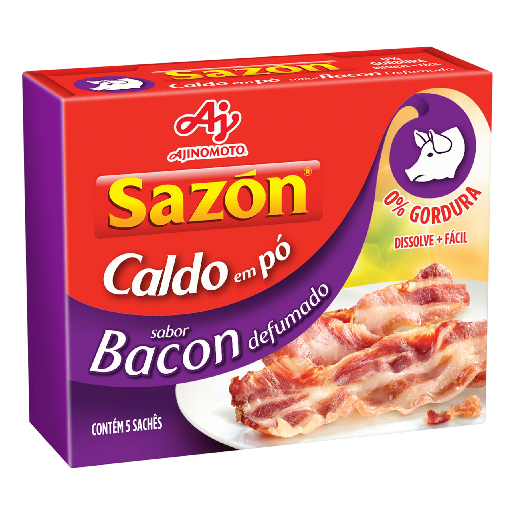 Caldo em Pó Bacon Defumado Sazón Caixa 32,5g C/5 Unidades