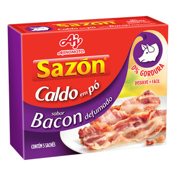 Caldo em Pó Bacon Defumado Sazón Caixa 32,5g C/5 Unidades