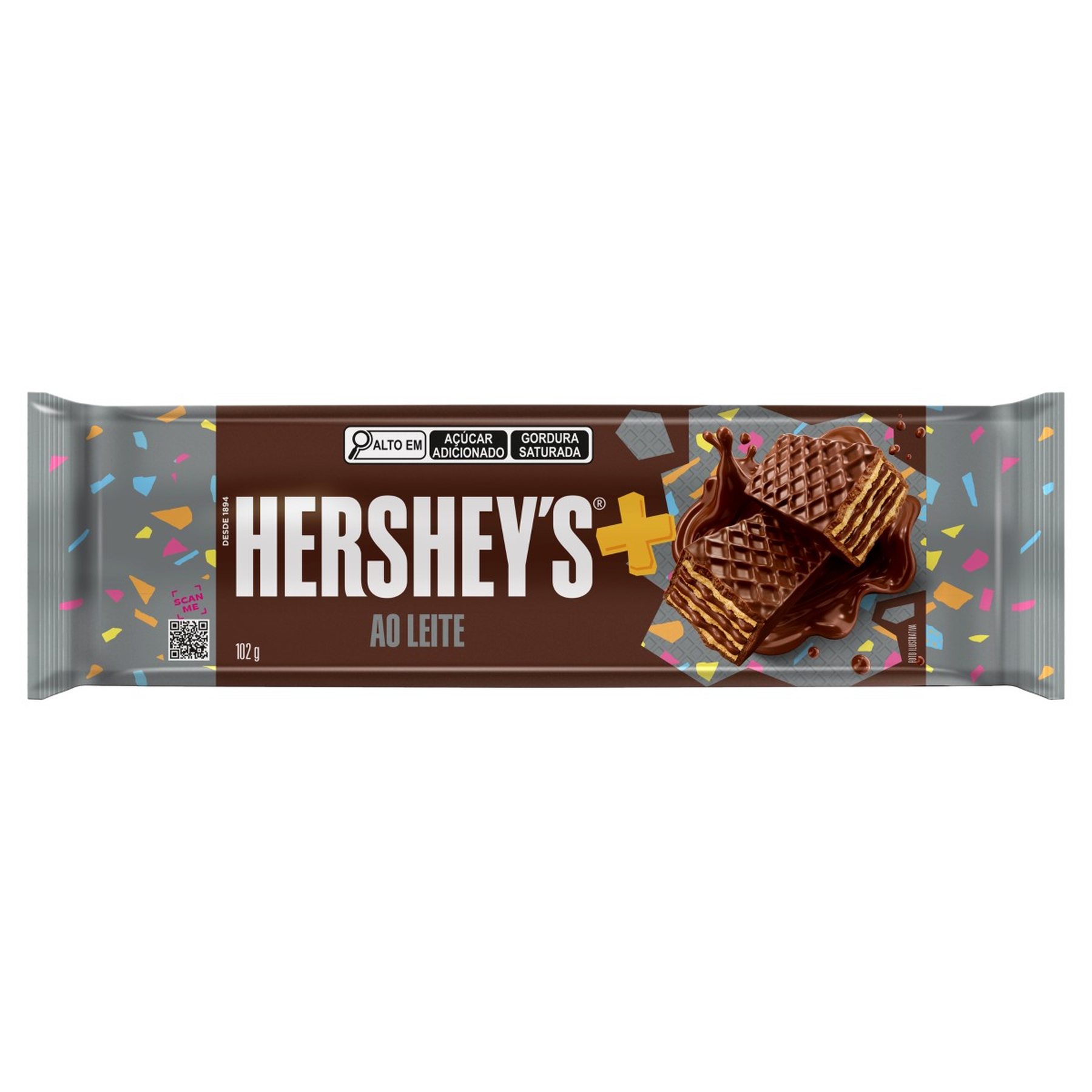 Wafer Recheio e Cobertura Chocolate ao Leite Hershey's Mais Pacote 102g