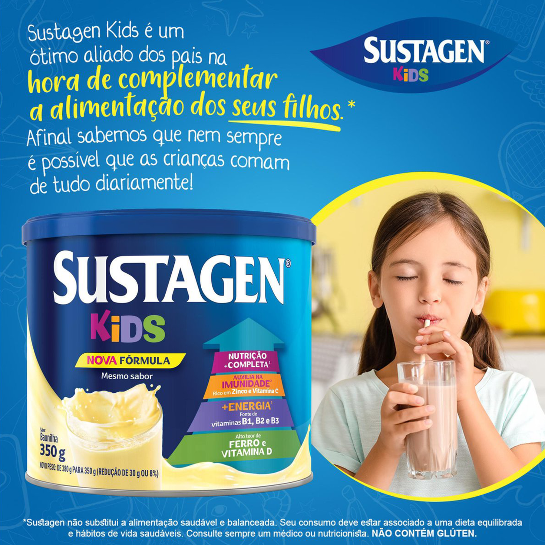 Complemento Alimentar Baunilha Sustagen Kids Lata 380g