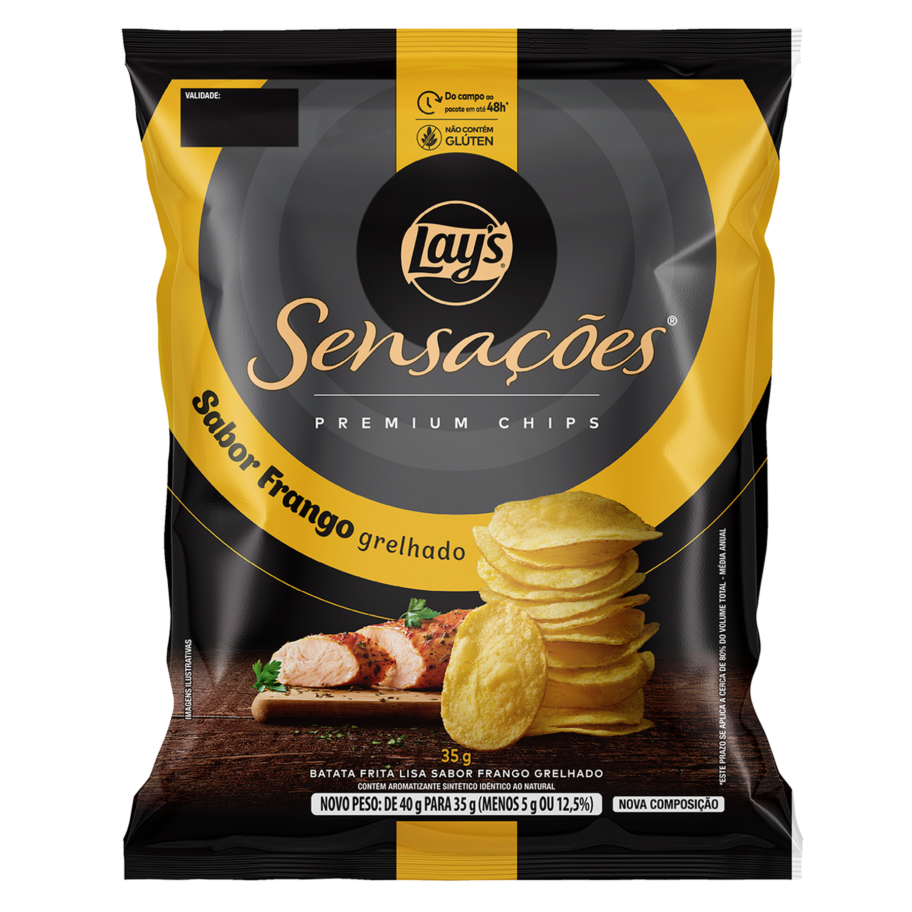 Batata Frita Lisa Frango Grelhado Premium Chips Lay's Sensa&ccedil;&otilde;es Pacote 35g