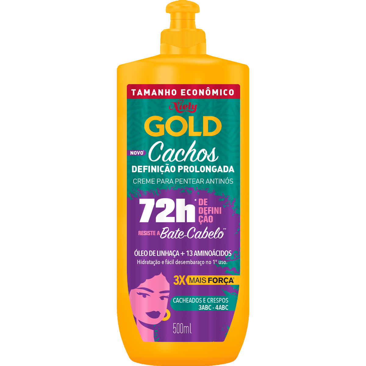 Creme para Pentear Cachos Defini&ccedil;&atilde;o Prolongada Niely Gold Frasco 500ml - Embalagem Tamanho Econ&ocirc;mico