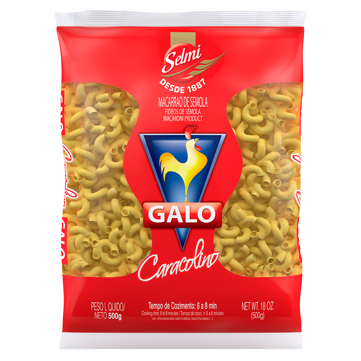 Macarr&atilde;o de S&ecirc;mola Caracolino&nbsp;Galo Pacote 500g