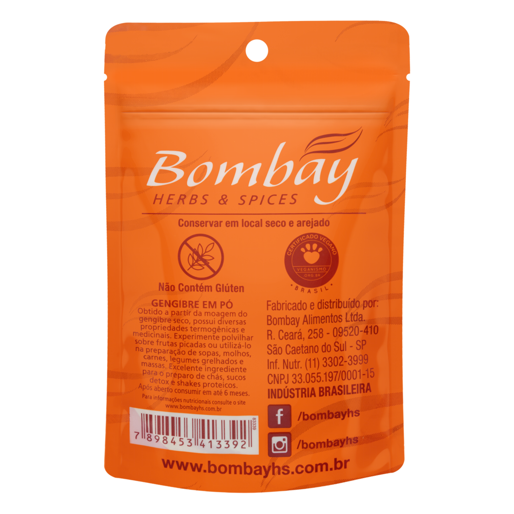 Gengibre em P&oacute; Bombay Pouch 30g