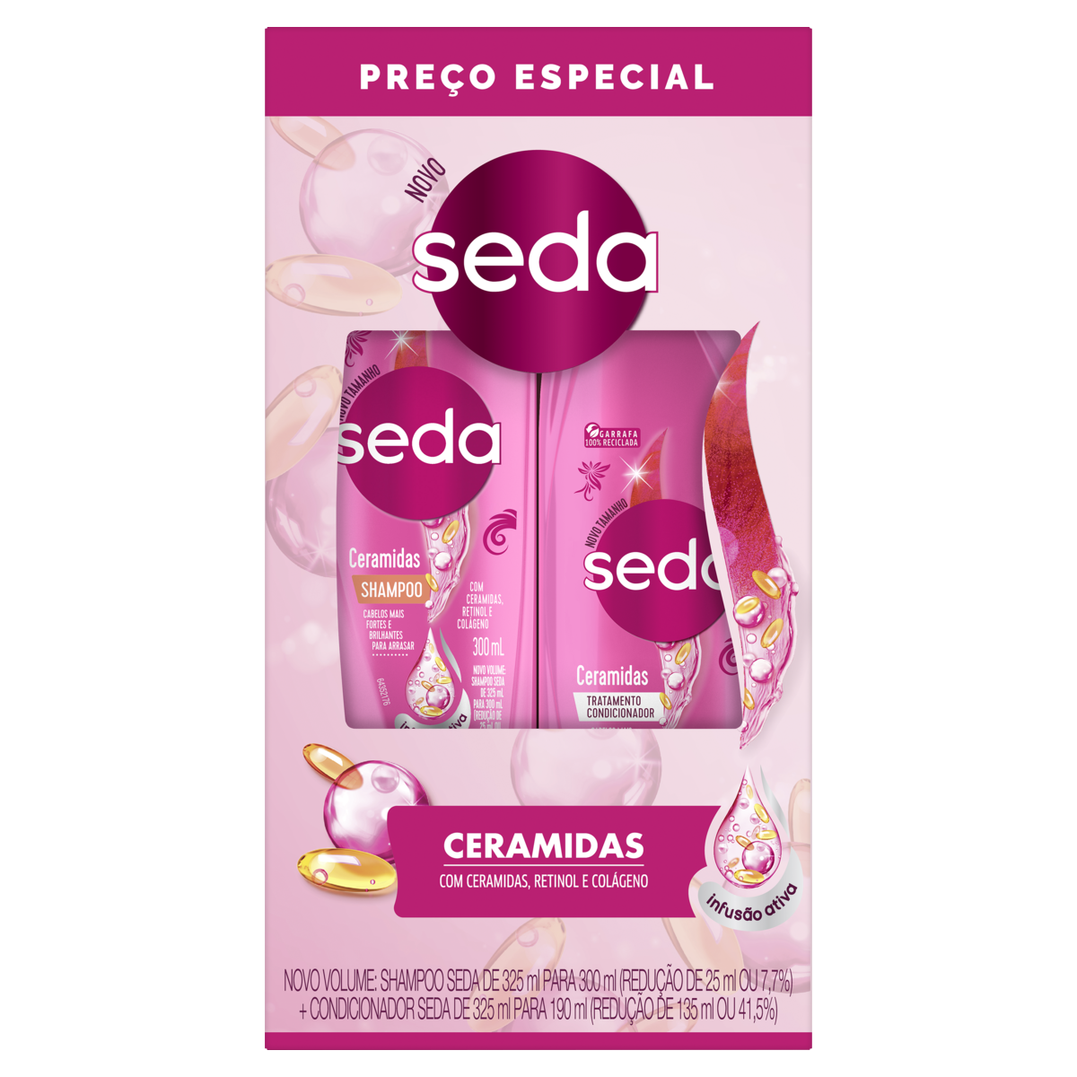 Shampoo 300ml + Condicionador 190ml Ceramidas Seda