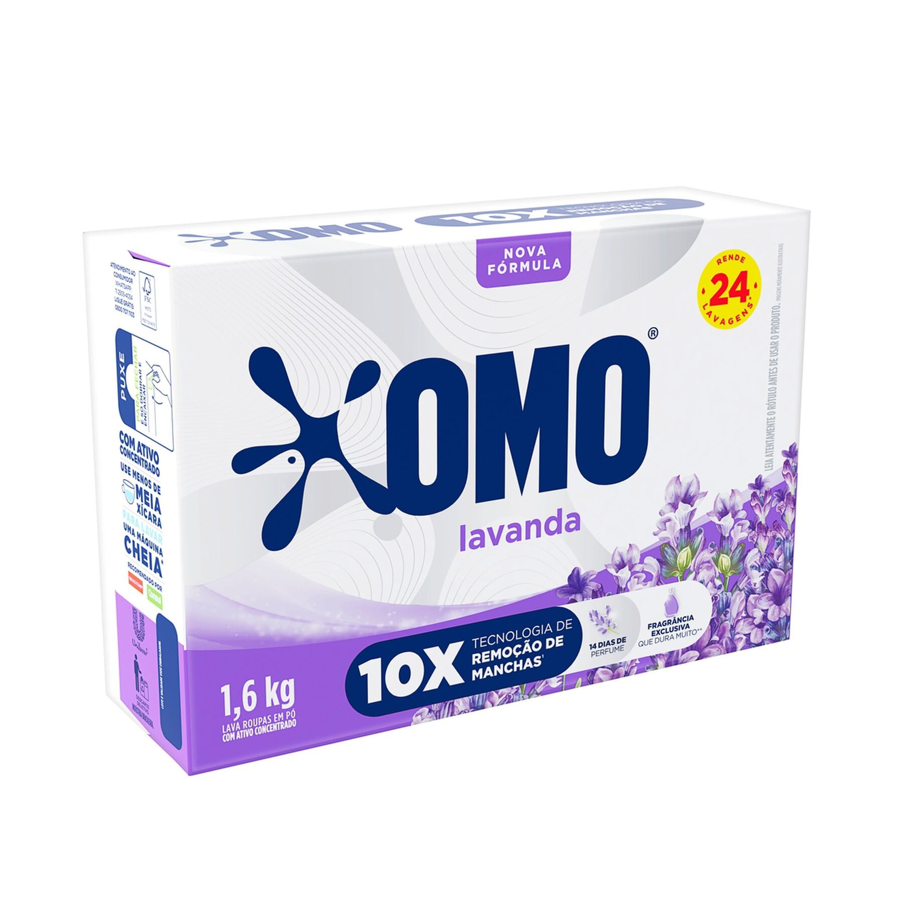 Sab&atilde;o em P&oacute; Lava Roupas Lavanda Omo Caixa 1,6kg&nbsp;&nbsp;