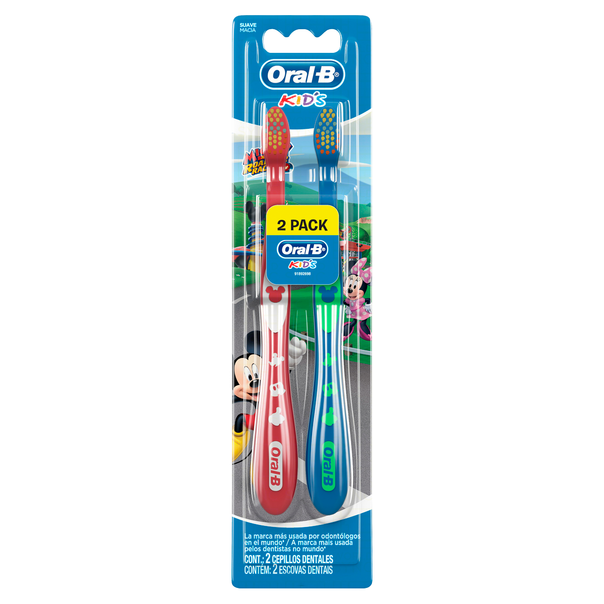 Escova Dental Macia Mickey Oral-B Kids C/2 Unidades
