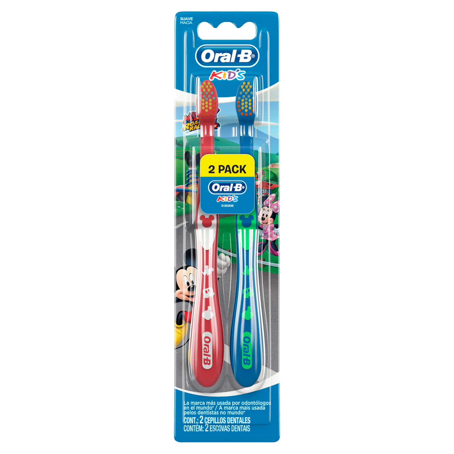 Escova Dental Macia Mickey Oral-B Kids C/2 Unidades