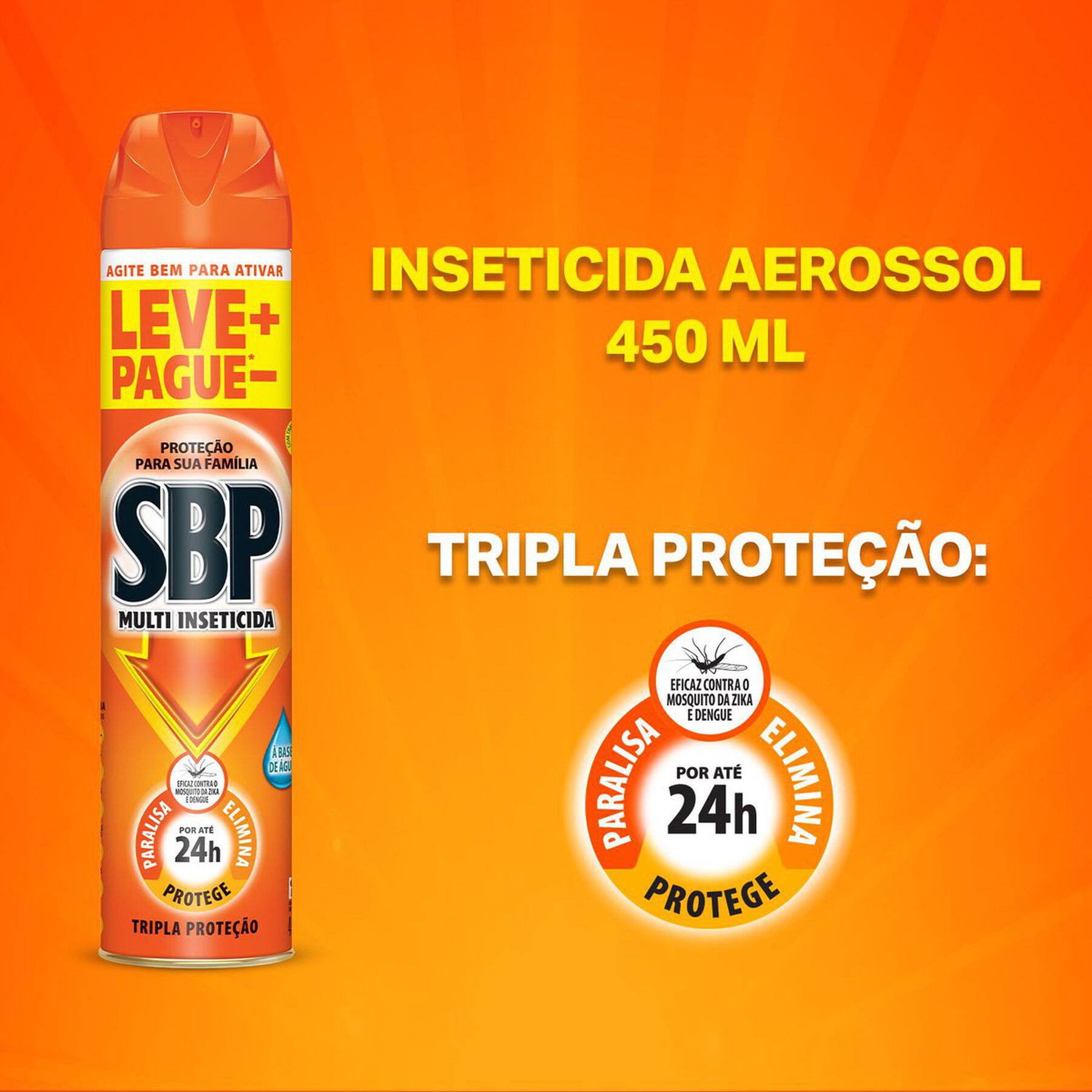 Multi-Inseticida Aerossol SBP Frasco 450ml Grátis 150ml