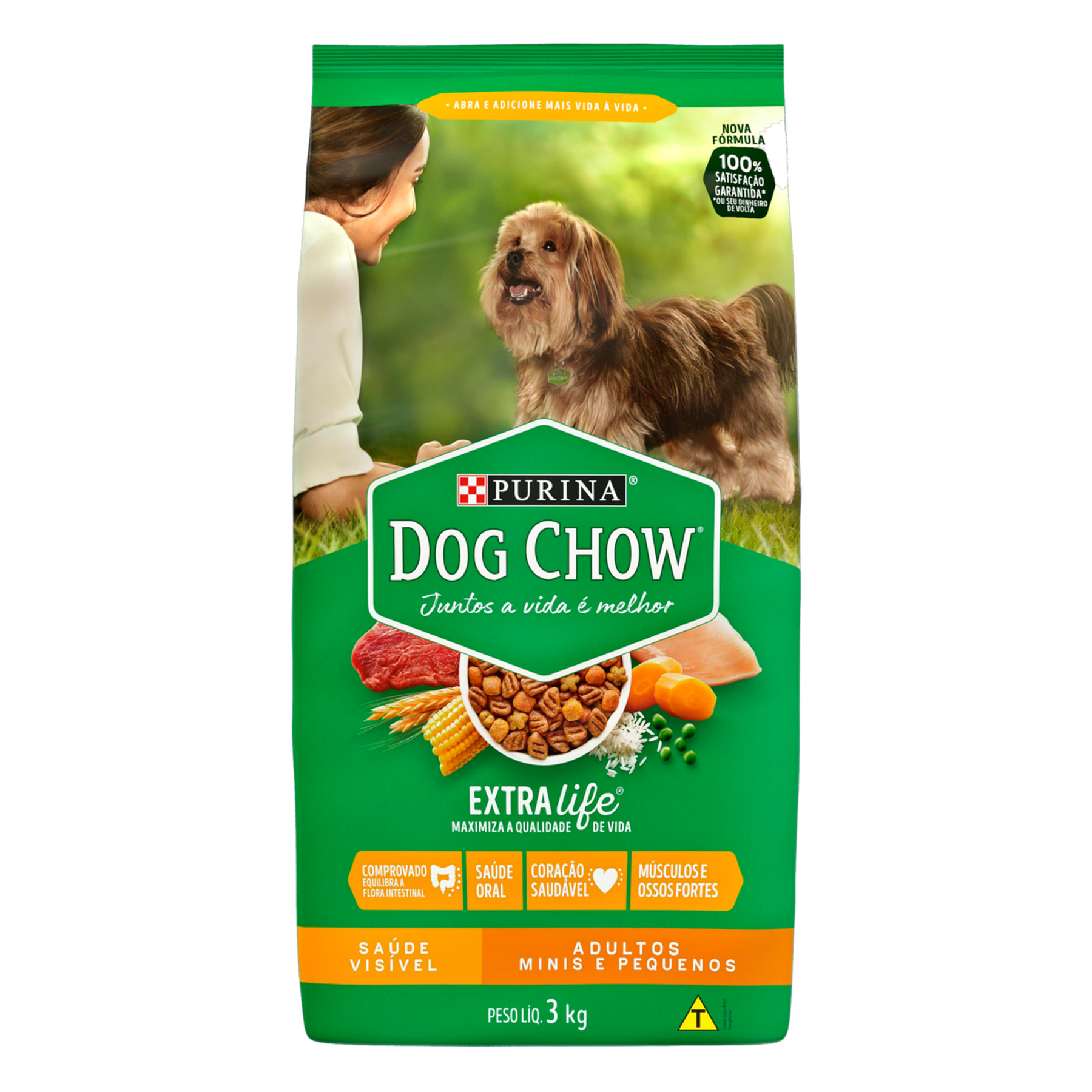 Alimento para Cães Adultos Raças Minis e Pequenas Purina Dog Chow Extra Life Pacote 3kg