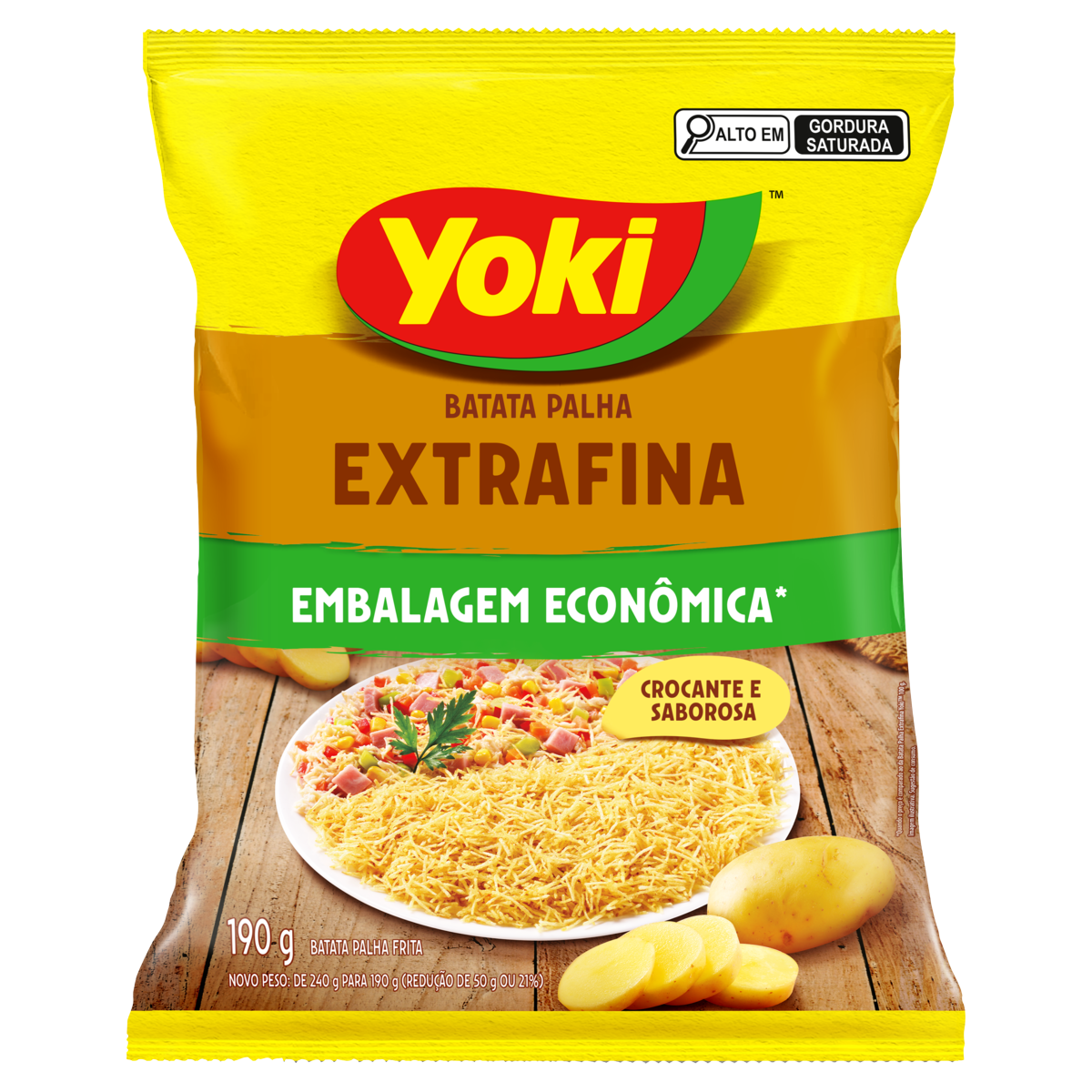 Batata Palha Extrafina Yoki Pacote 190g - Embalagem Econ&ocirc;mica