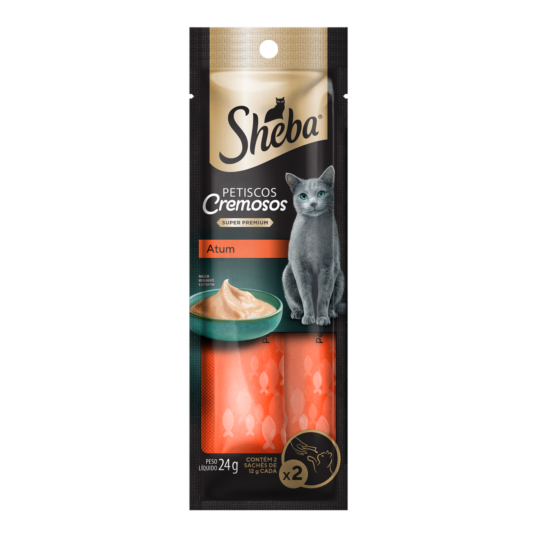 Alimento para Gatos Adultos Atum Sheba Petiscos Cremosos Envelope 24g 2 Unidades