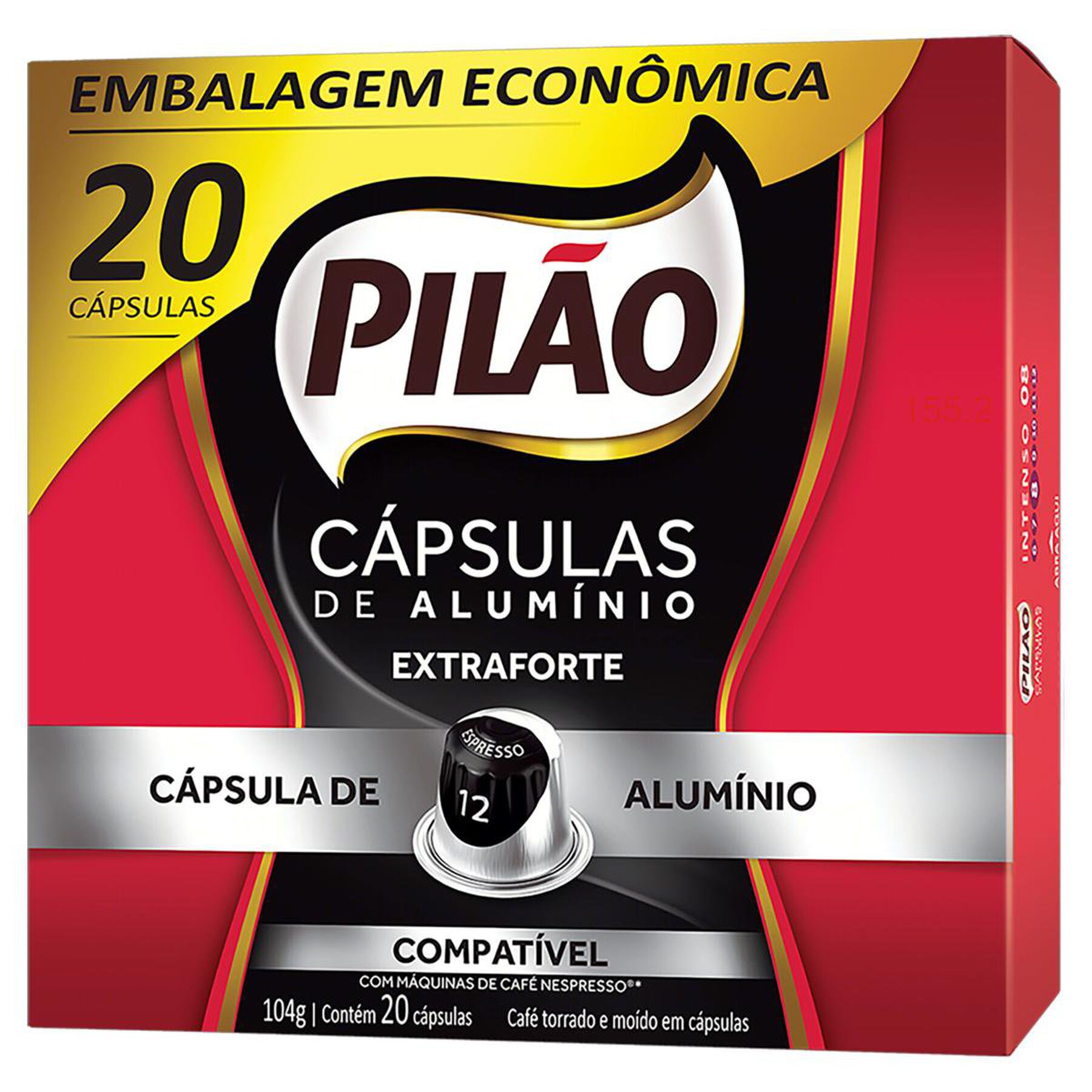 Caf&eacute; em C&aacute;psula Torrado e Mo&iacute;do 12 Espresso Extraforte Pil&atilde;o Caixa 104g C/20 Unidades