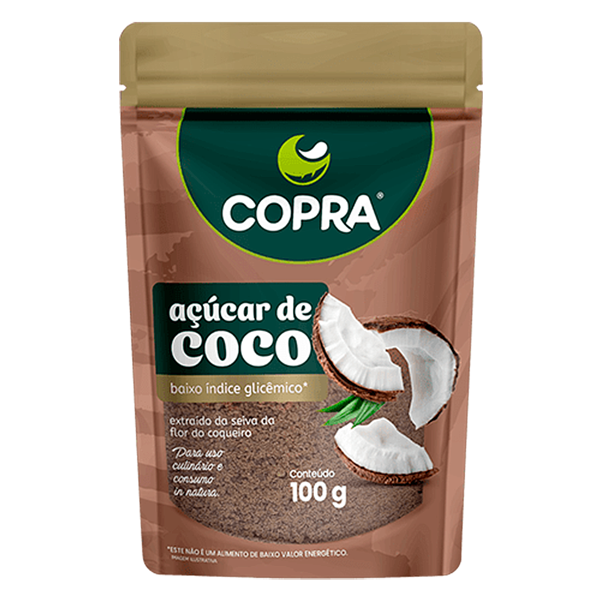 A&ccedil;&uacute;car de Coco Copra Zip Lock 100g&nbsp;