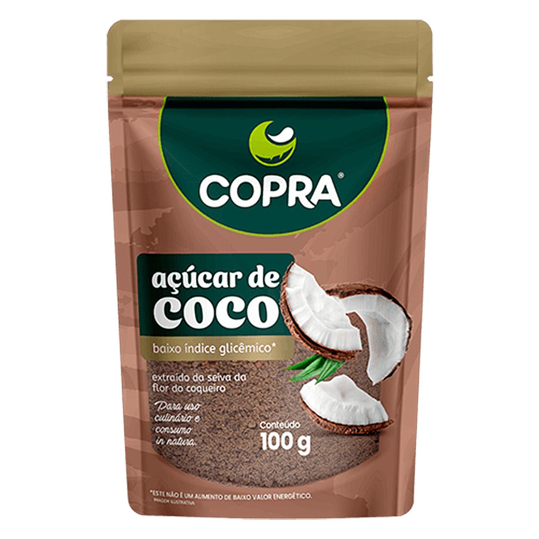 A&ccedil;&uacute;car de Coco Copra Zip Lock 100g&nbsp;