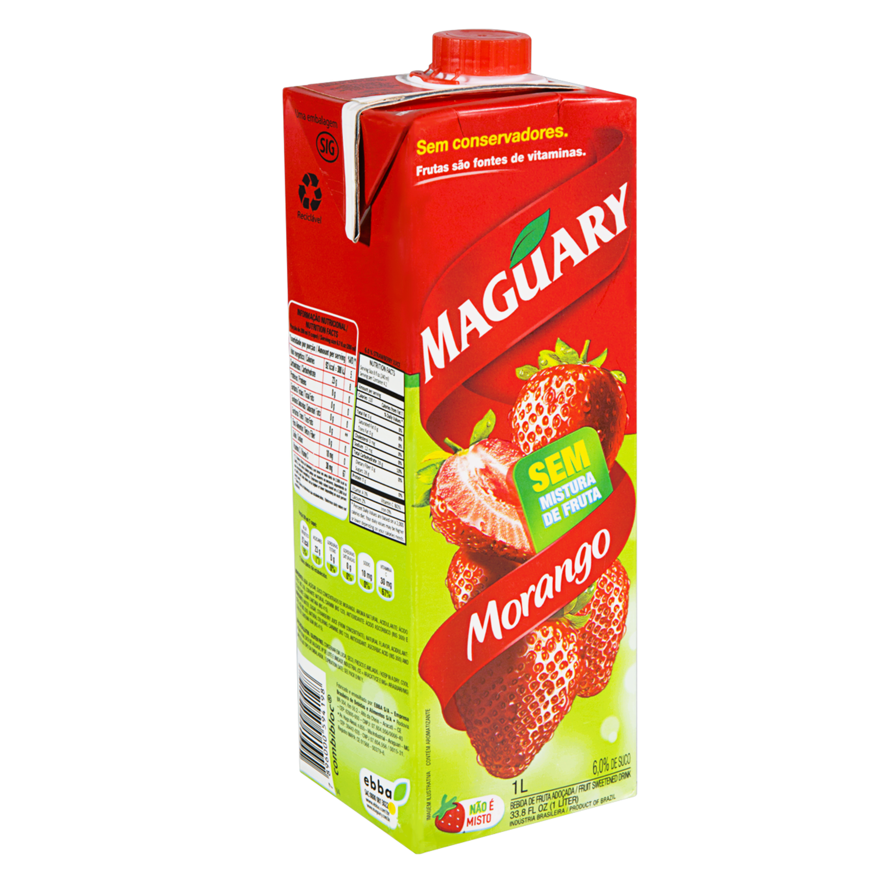 Bebida Ado&ccedil;ada Morango Maguary Caixa 1l