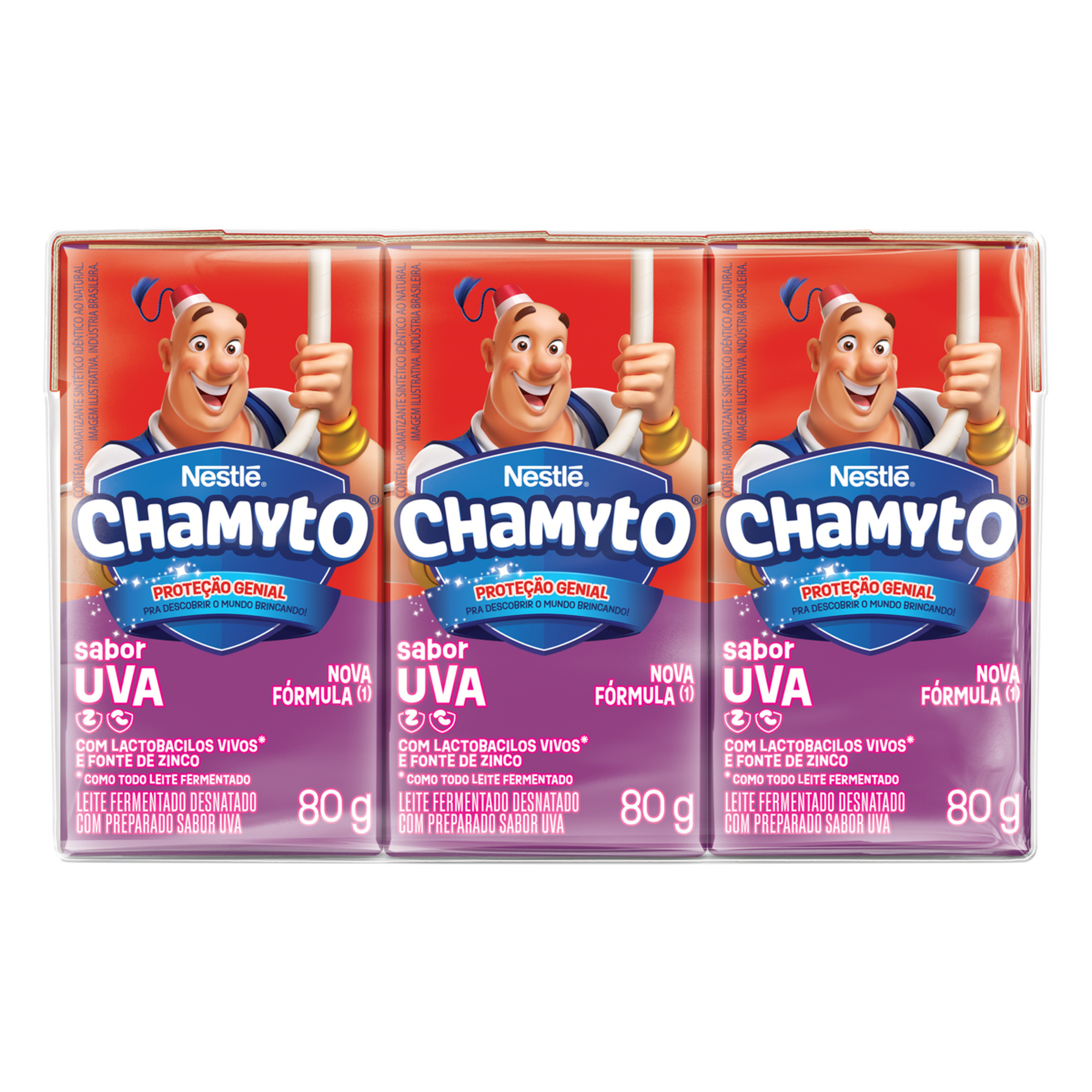 Leite Fermentado Desnatado Uva Chamyto 80g C/6 Unidades