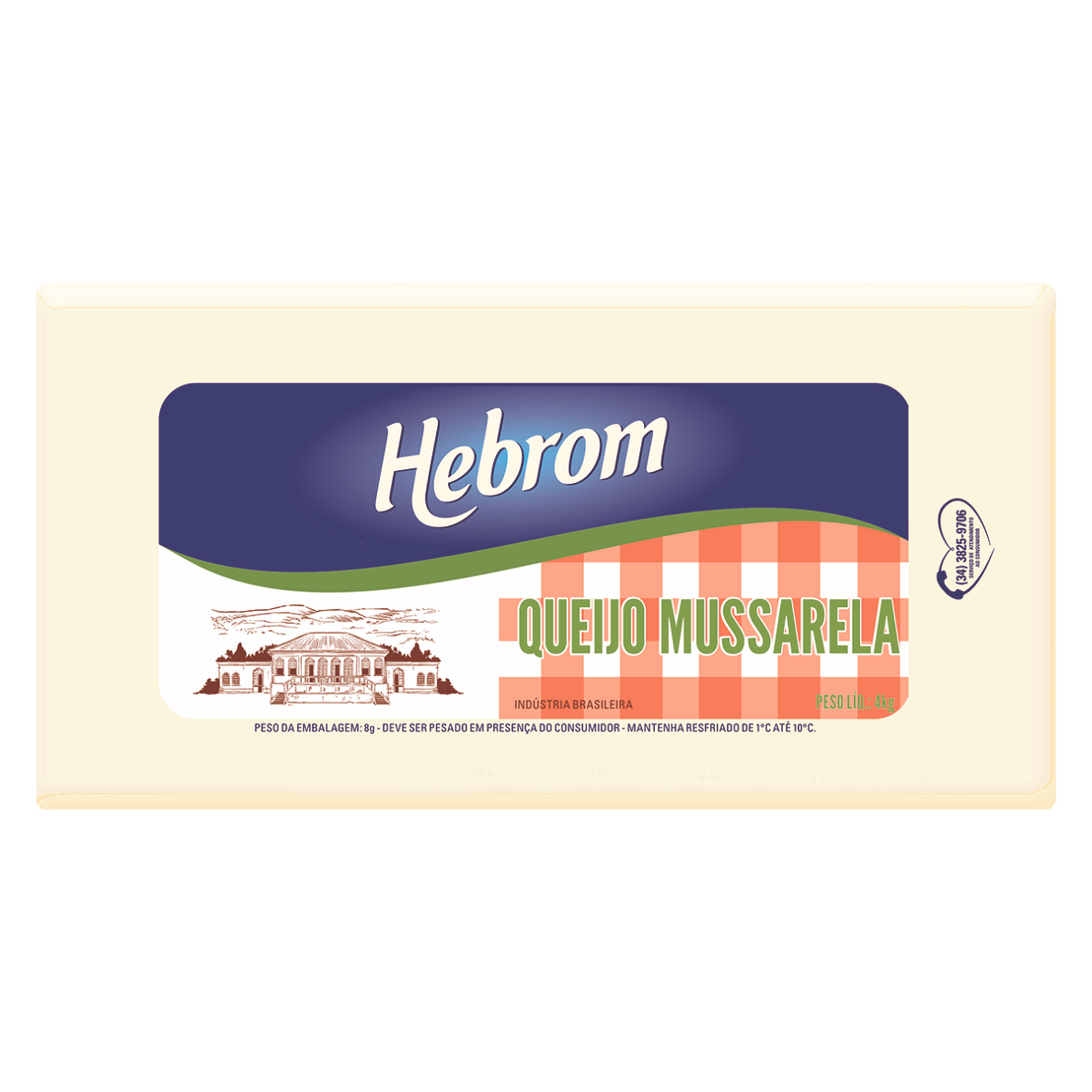 Queijo Mussarela Hebrom Peda&ccedil;o aprox. 300g