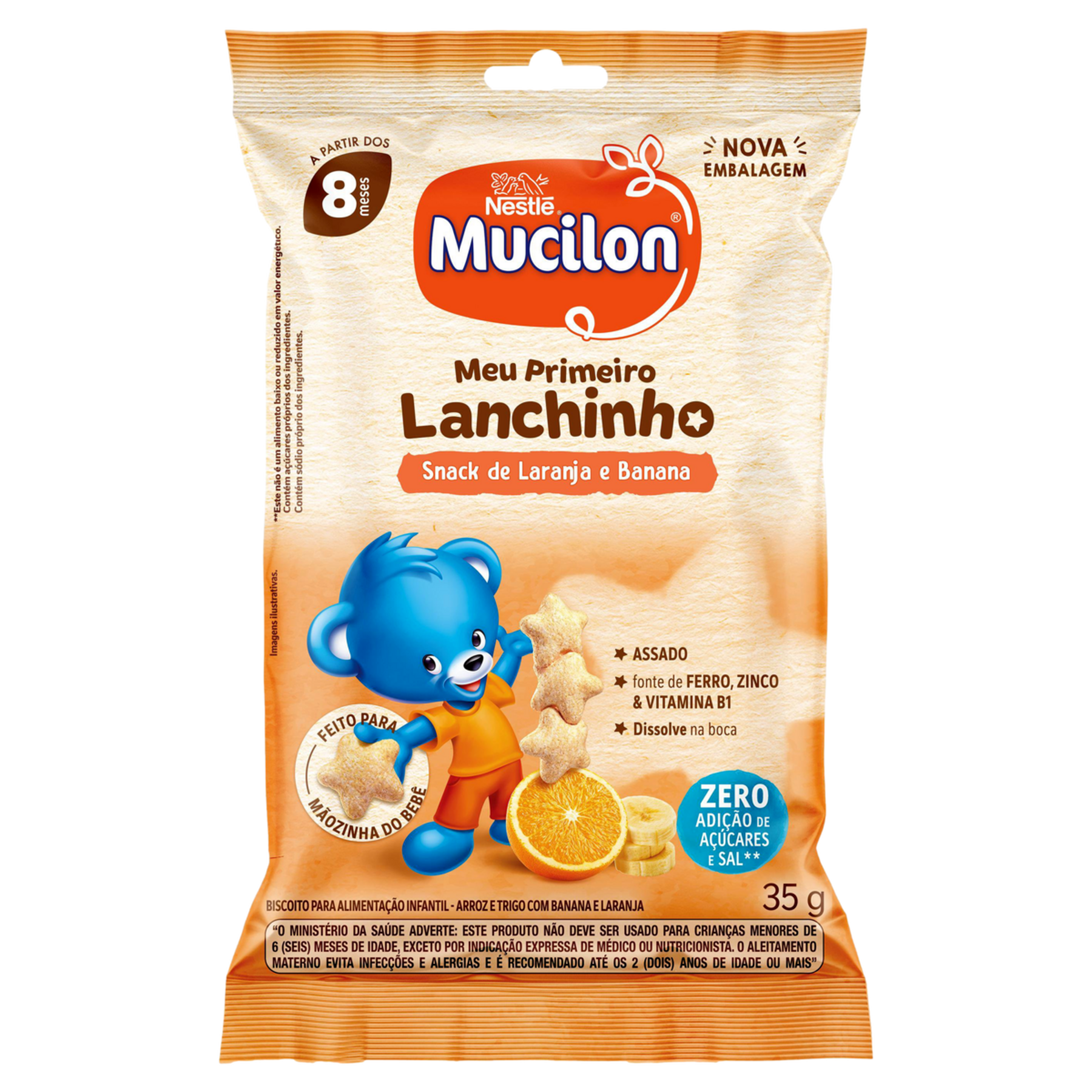 Snack Mucilon Laranja e Banana 35g&nbsp;