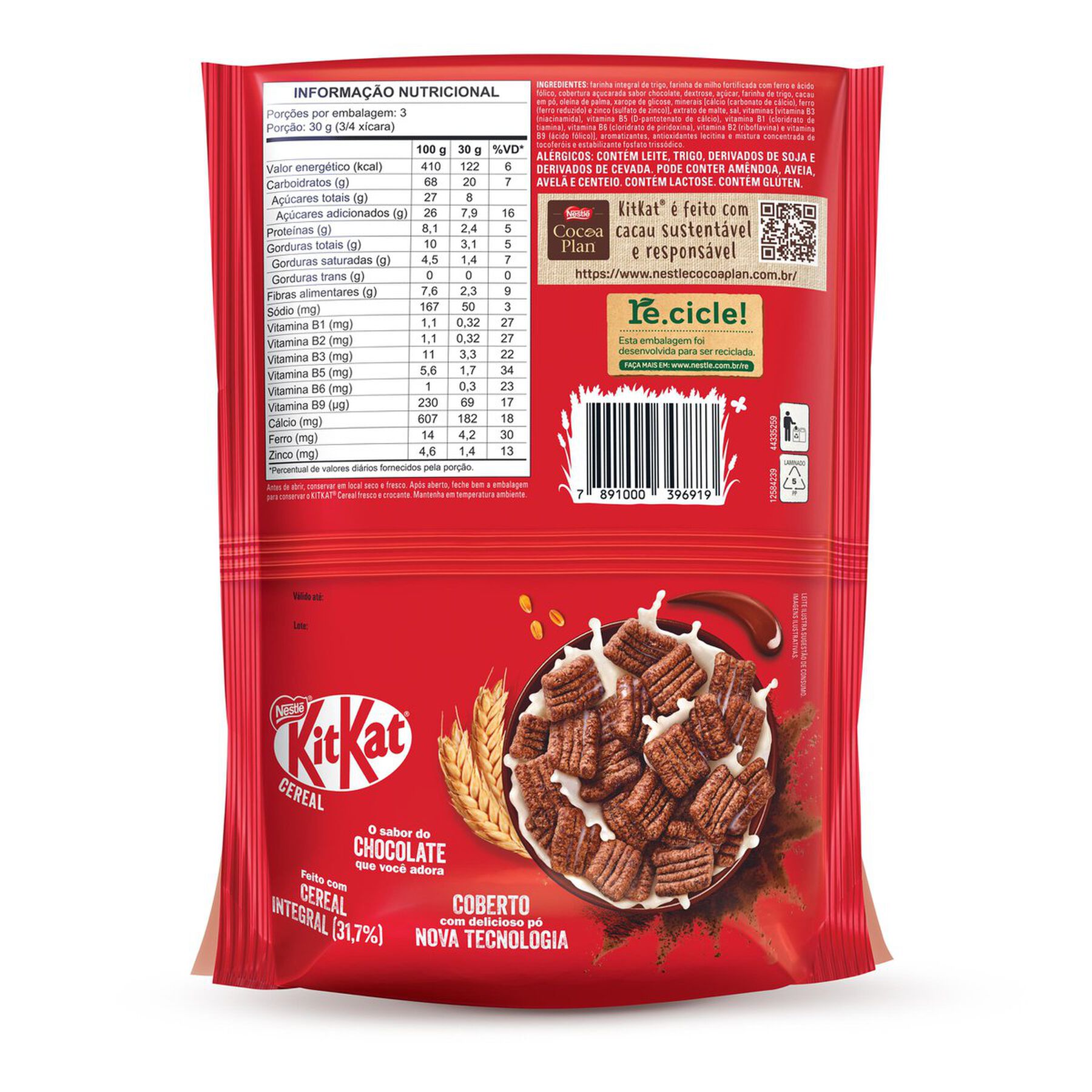 Cereal Matinal Chocolate Kitkat Nestlé Sachê 90g