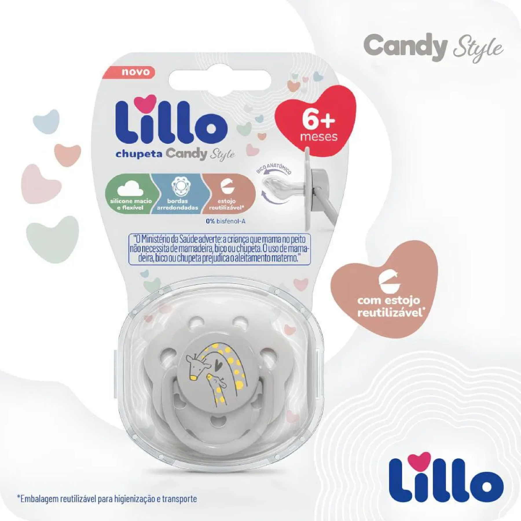 Chupeta com Bico em Silicone Candy Neutra Lillo 6m+