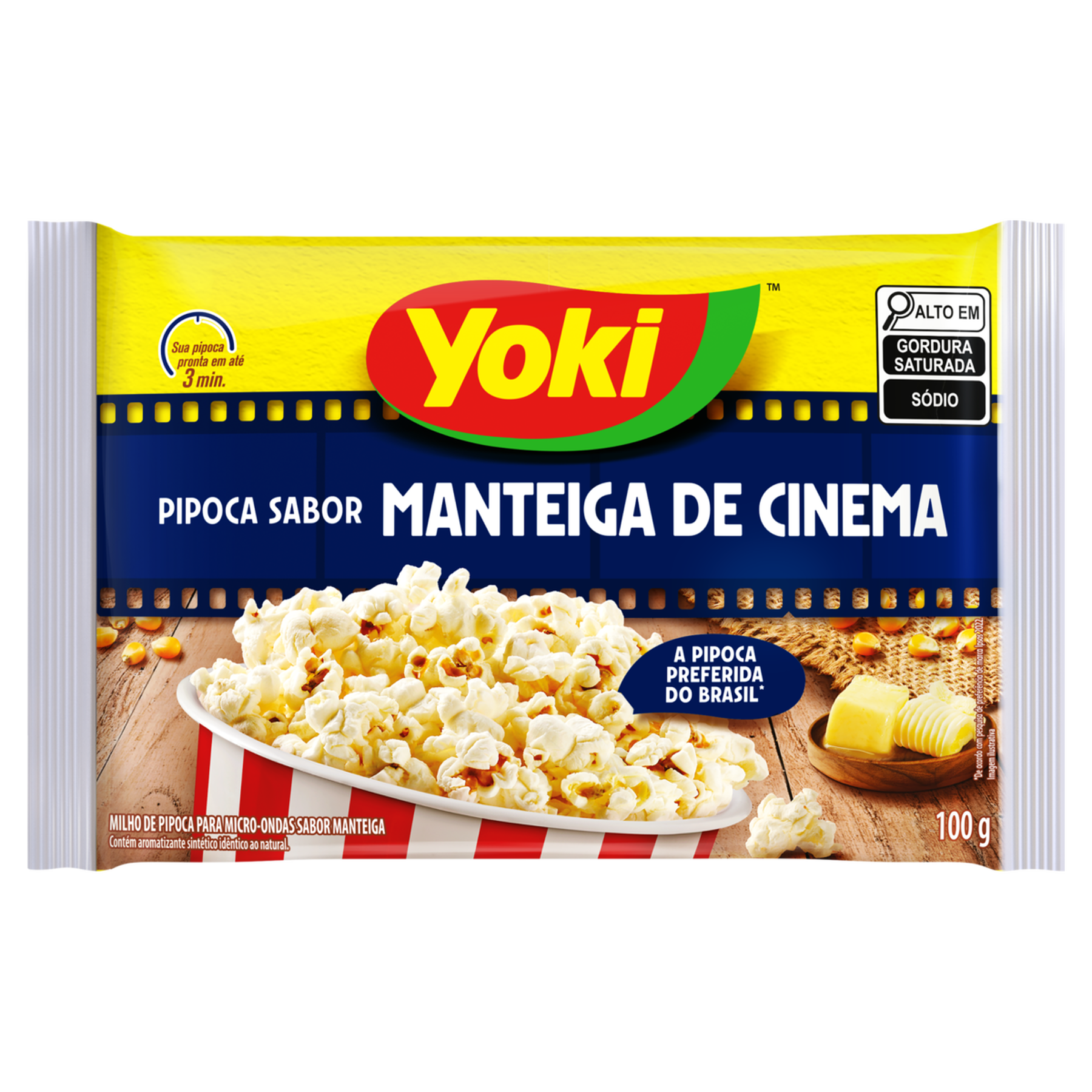 Pipoca para Micro-Ondas Manteiga de Cinema Yoki Pacote 100g