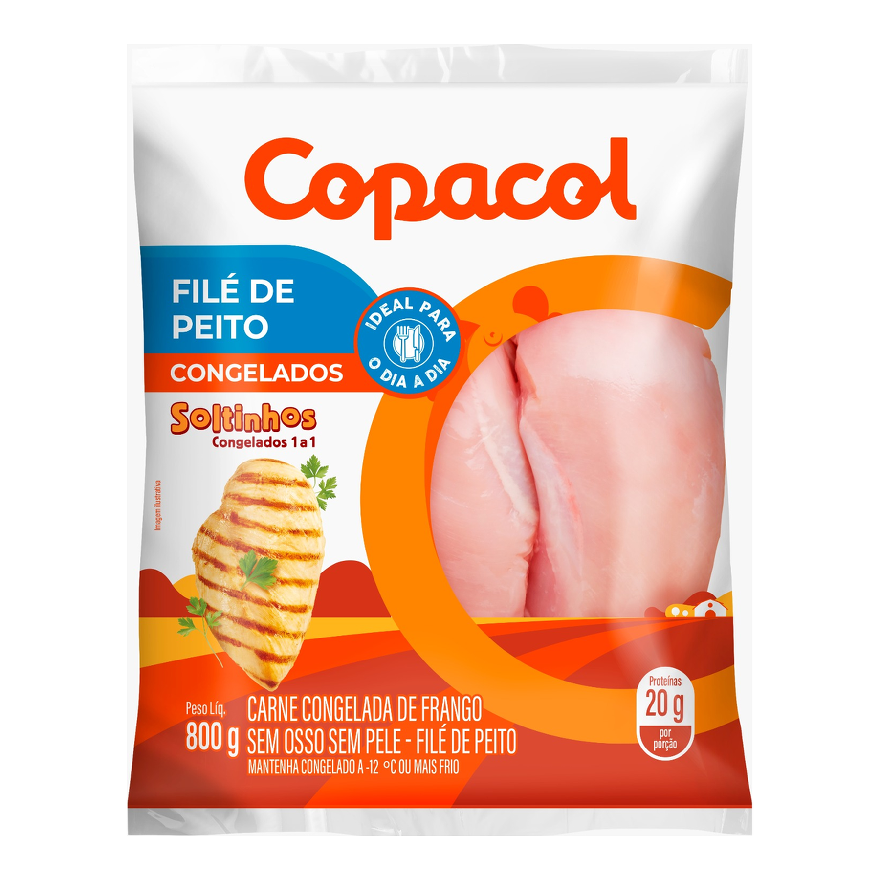 Fil&eacute; de Peito de Frango Congelado Copacol Pacote 800g