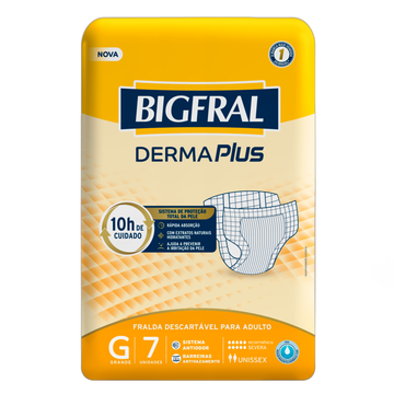 Fralda Descartável para Adulto G Bigfral Derma Plus Pacote C/7 Unidades