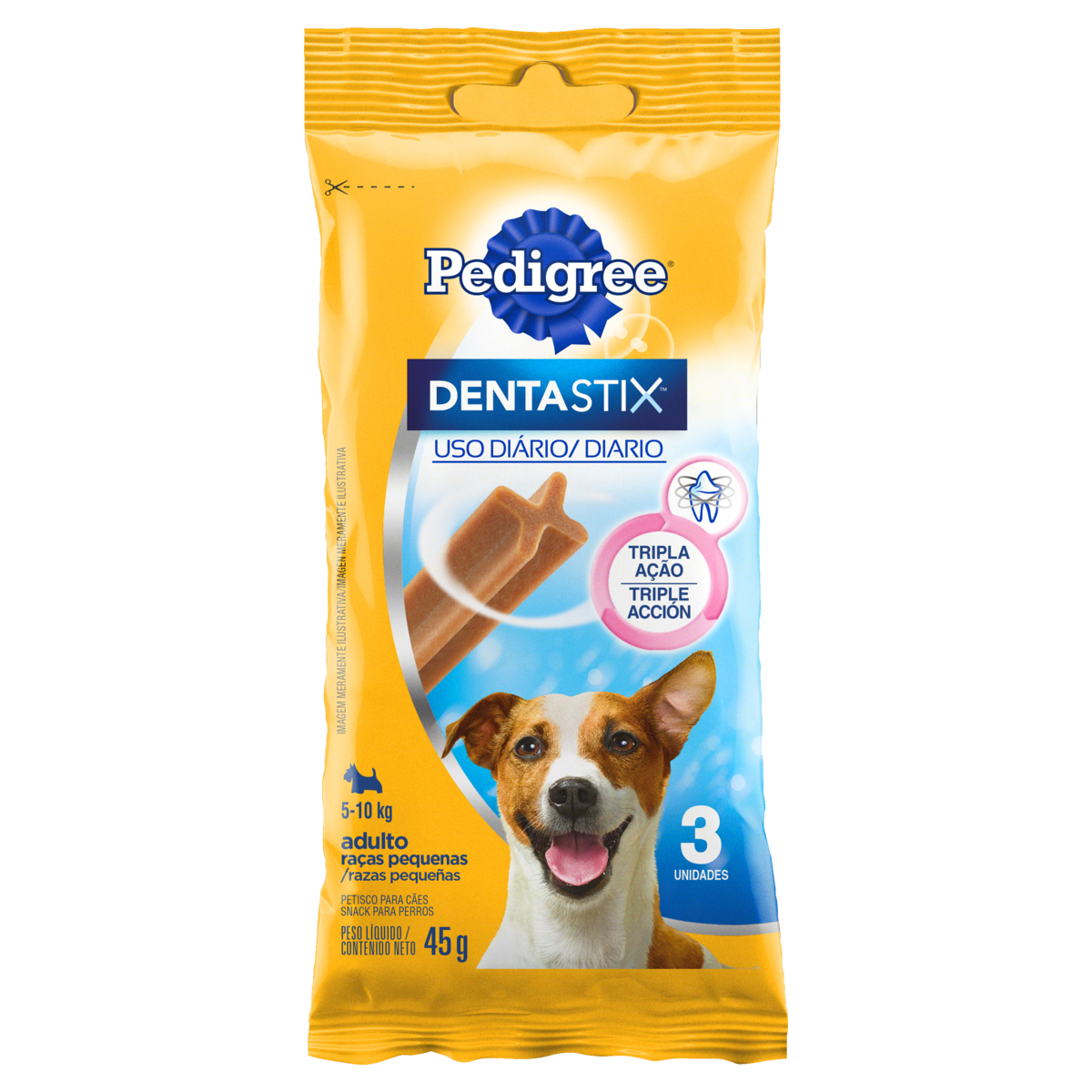 Petisco para C&atilde;es Adultos Ra&ccedil;as Pequenas Pedigree Dentastix Pacote 45g 3 Unidades