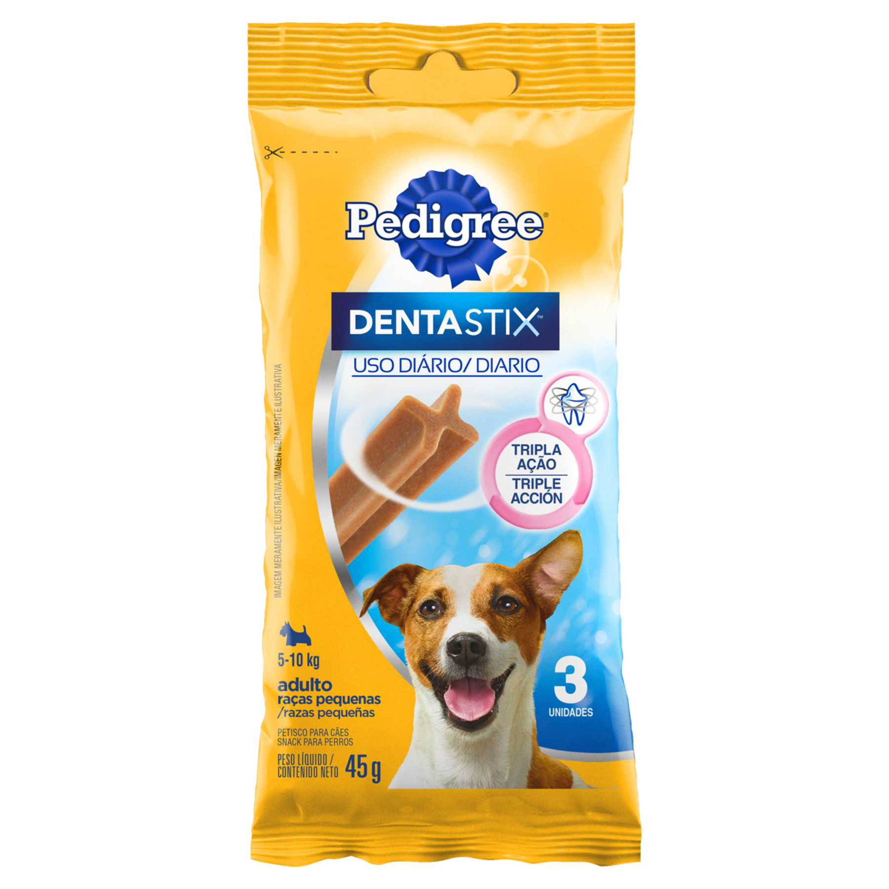 Petisco para C&atilde;es Adultos Ra&ccedil;as Pequenas Pedigree Dentastix Pacote 45g 3 Unidades