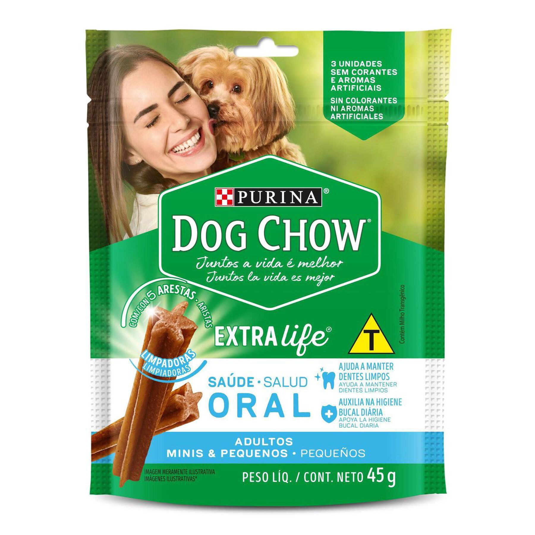Petisco para C&atilde;es Adultos Ra&ccedil;as Minis e Pequenas Purina Dog Chow Sa&uacute;de Oral Pouch 45g 3 Unidades&nbsp;
