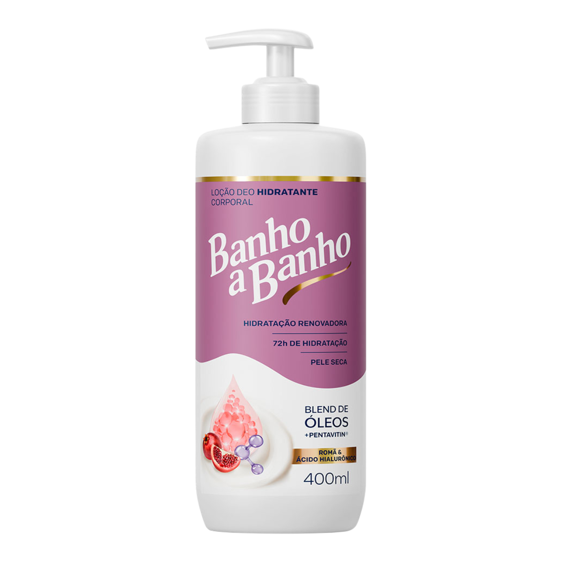 Lo&ccedil;&atilde;o Deo Hidratante Corporal Rom&atilde; e &Aacute;cido Hialur&ocirc;nico Banho a Banho Frasco 400ml Pump