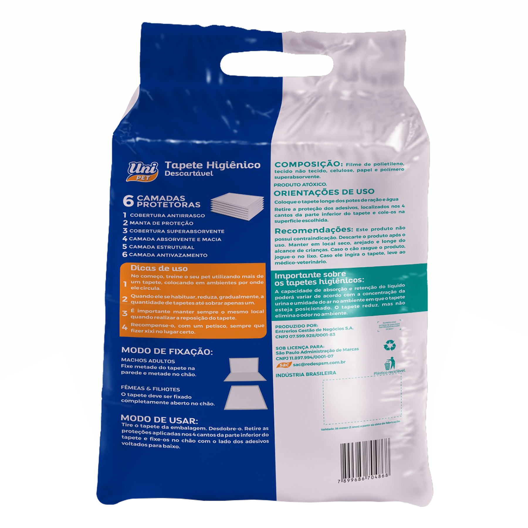 Tapete Higiênico Descartável Uni Pet 75cmx60cm C/28 Unidades