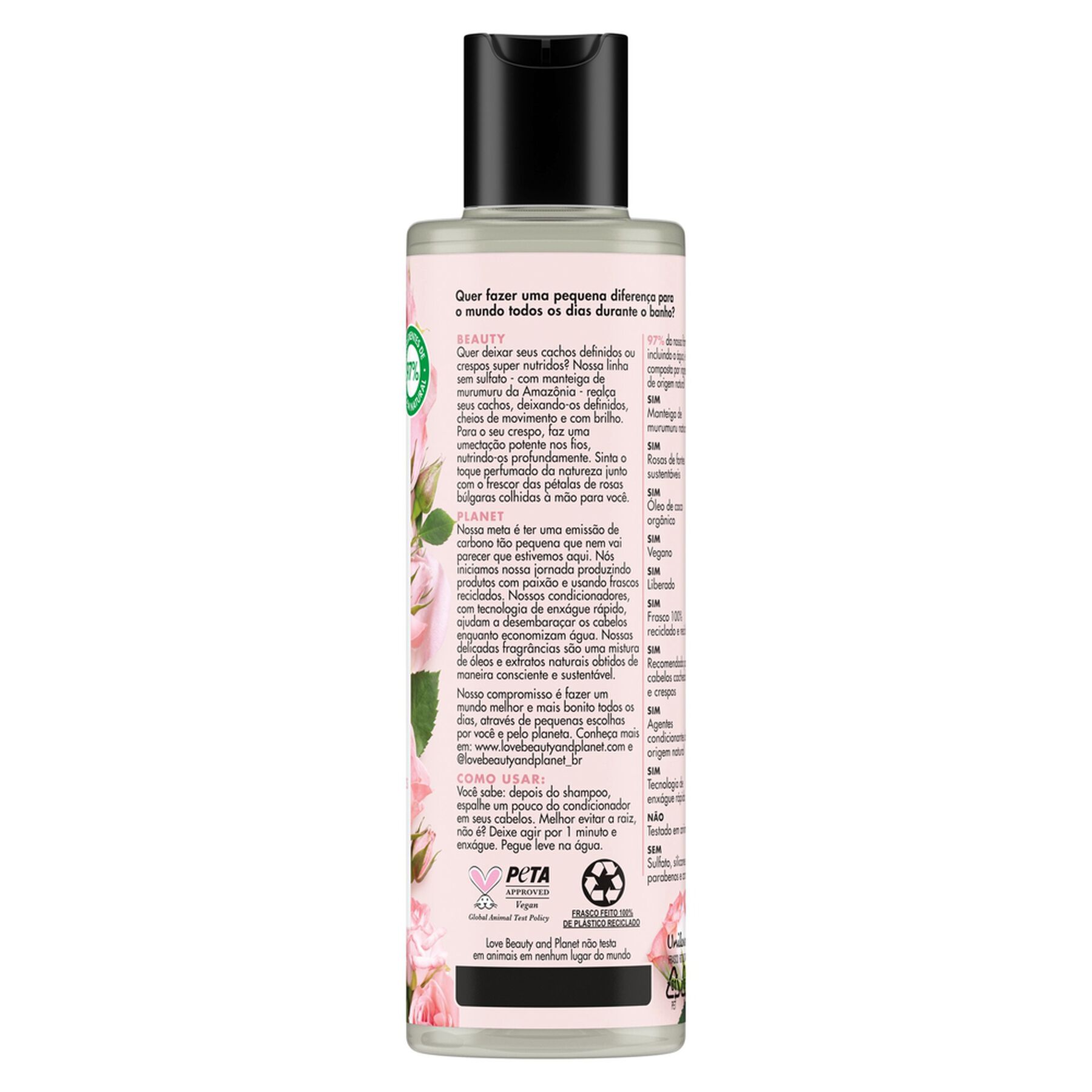 Condicionador Cachos e Crespos Lindos Love Beauty e Planet Frasco 300ml