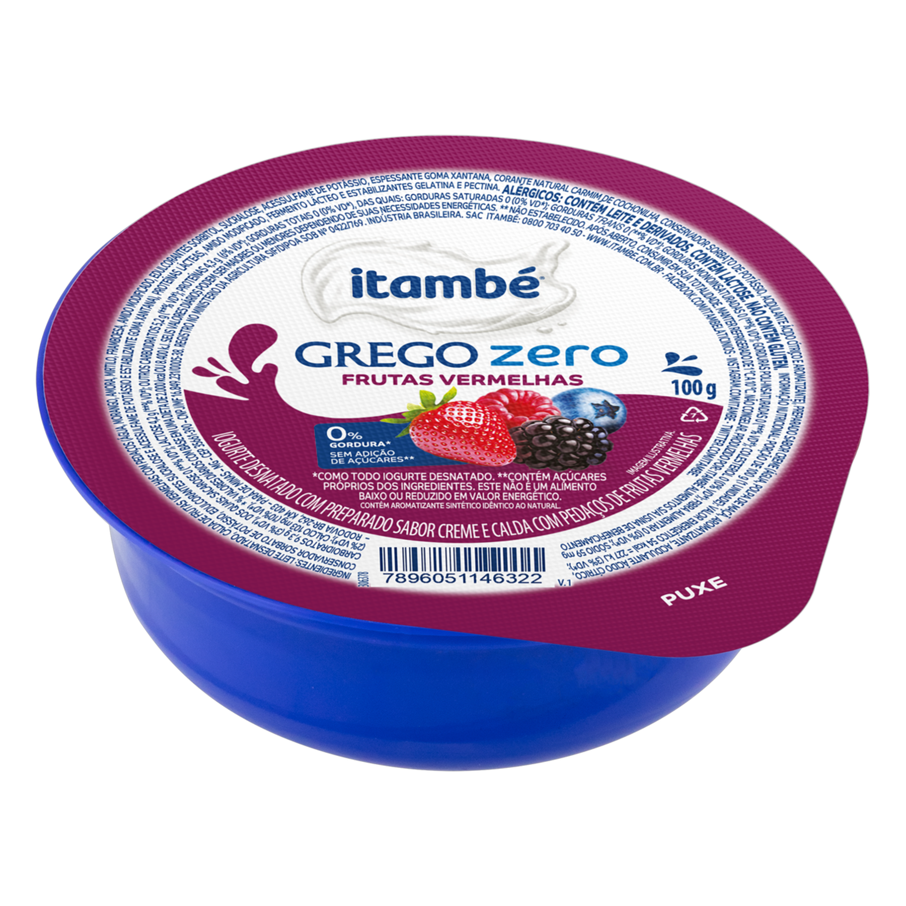 Iogurte Grego Morango Zero Itambé Pote 100g