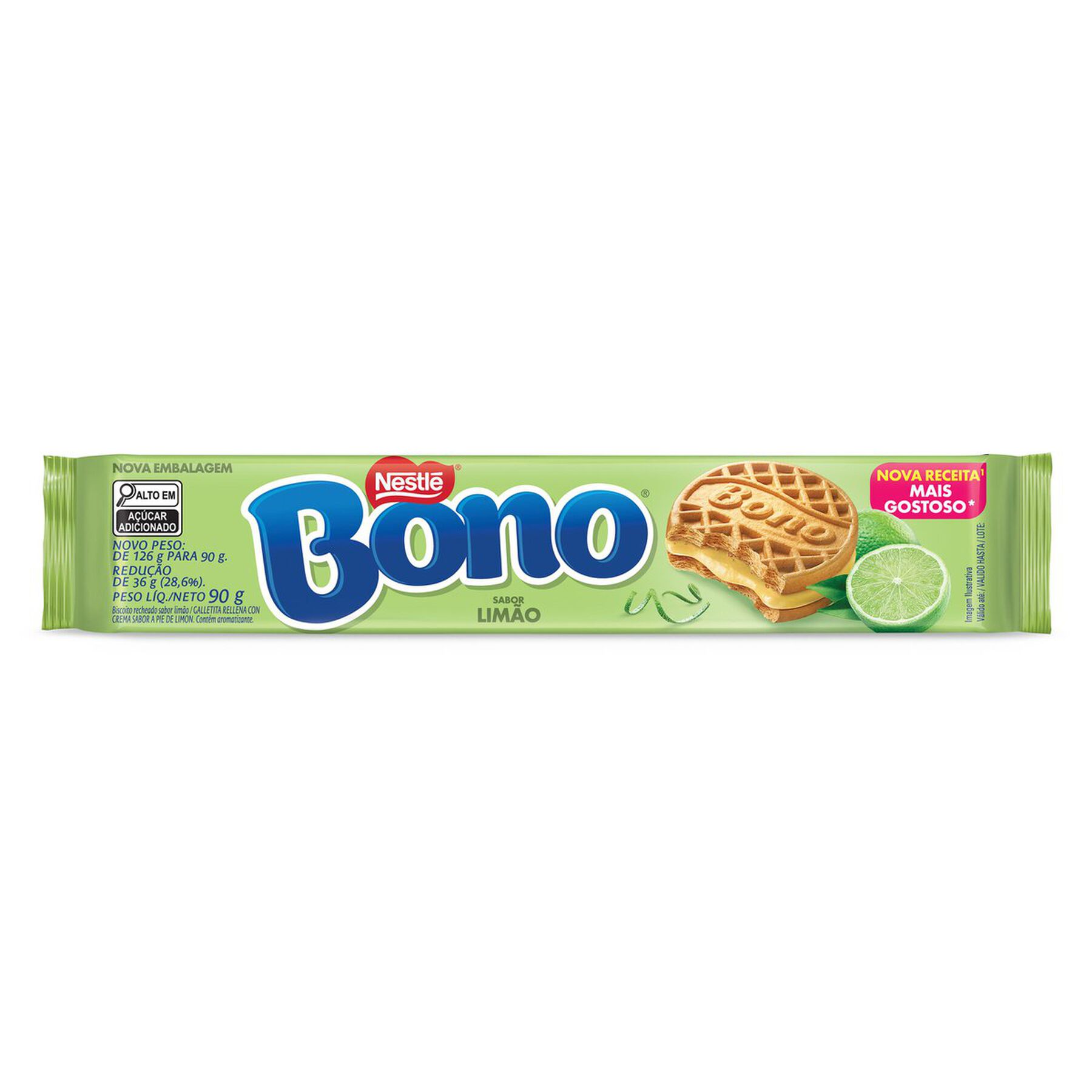 Biscoito Recheio Limão Bono Nestlé Pacote 90g