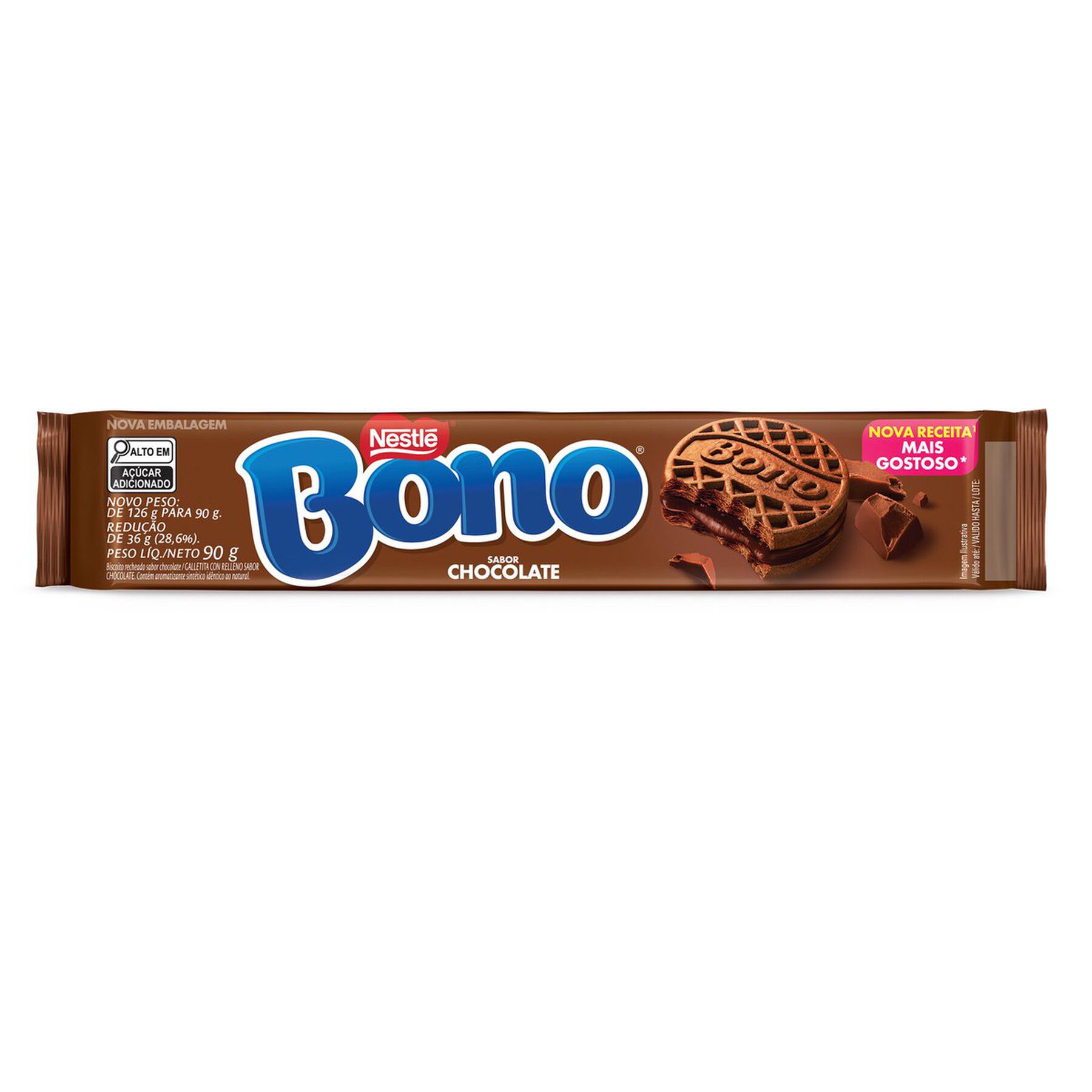 Biscoito Recheio Chocolate Bono Nestlé Pacote 90g