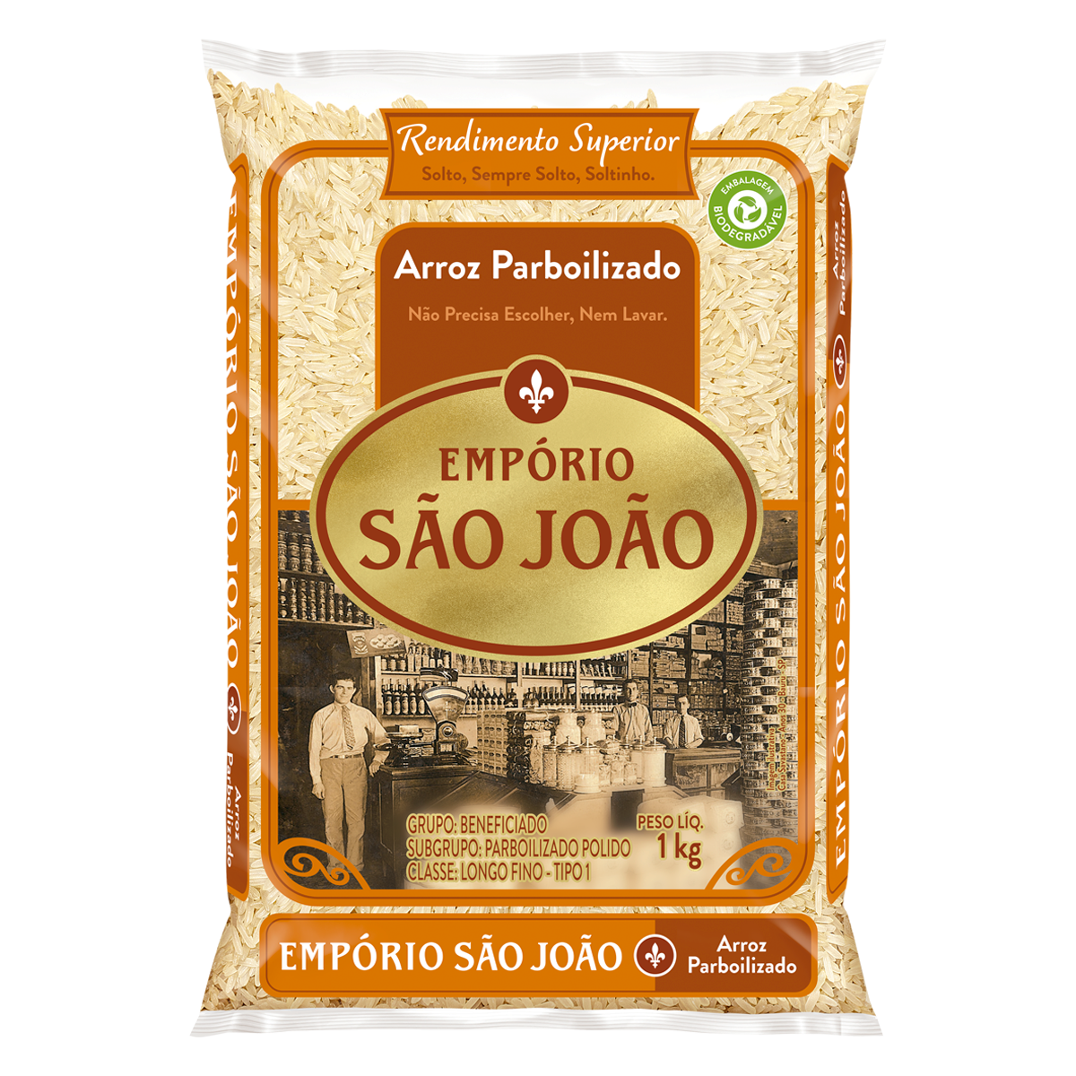Arroz Parboilizado Emp&oacute;rio S&atilde;o Jo&atilde;o Pacote 1kg