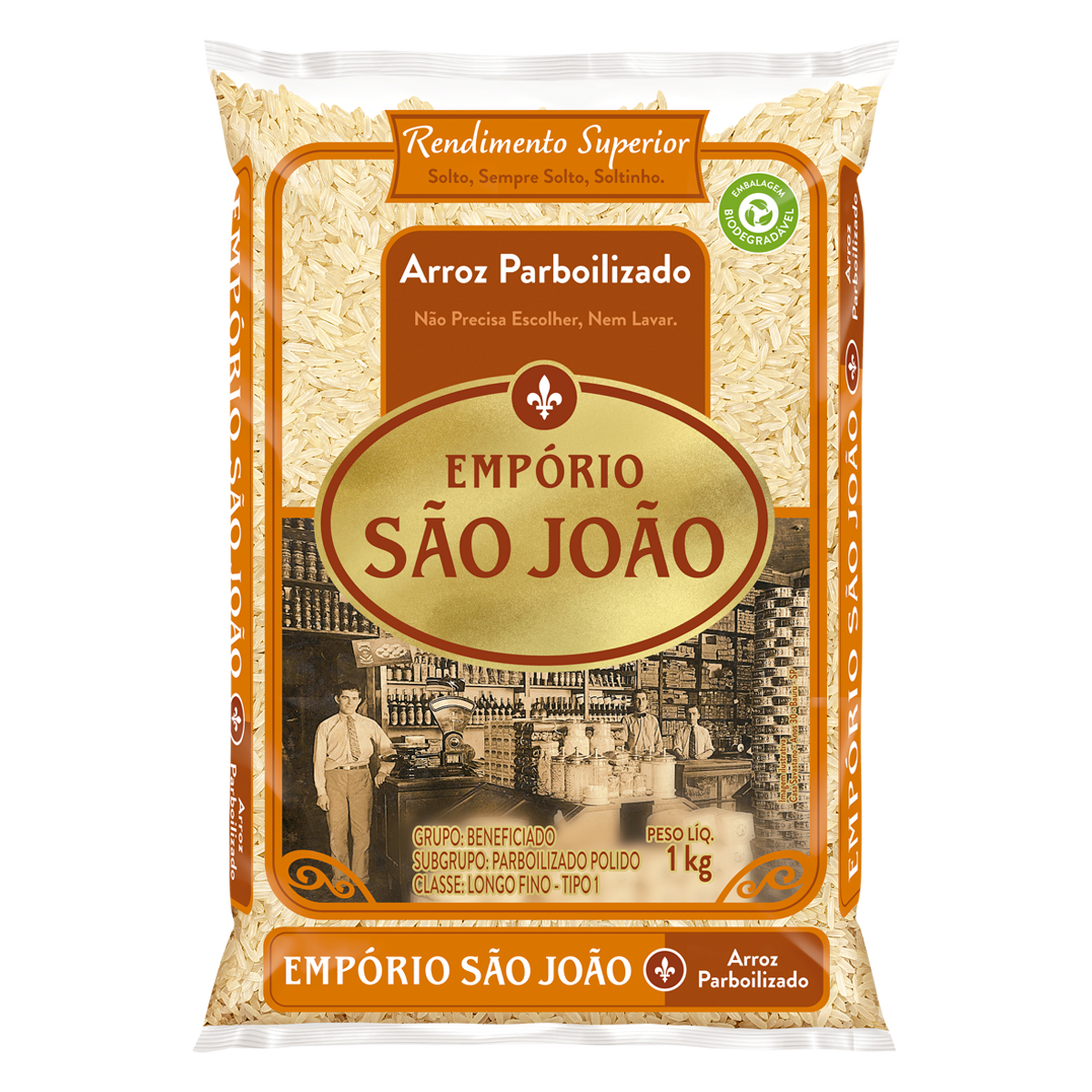 Arroz Parboilizado Emp&oacute;rio S&atilde;o Jo&atilde;o Pacote 1kg