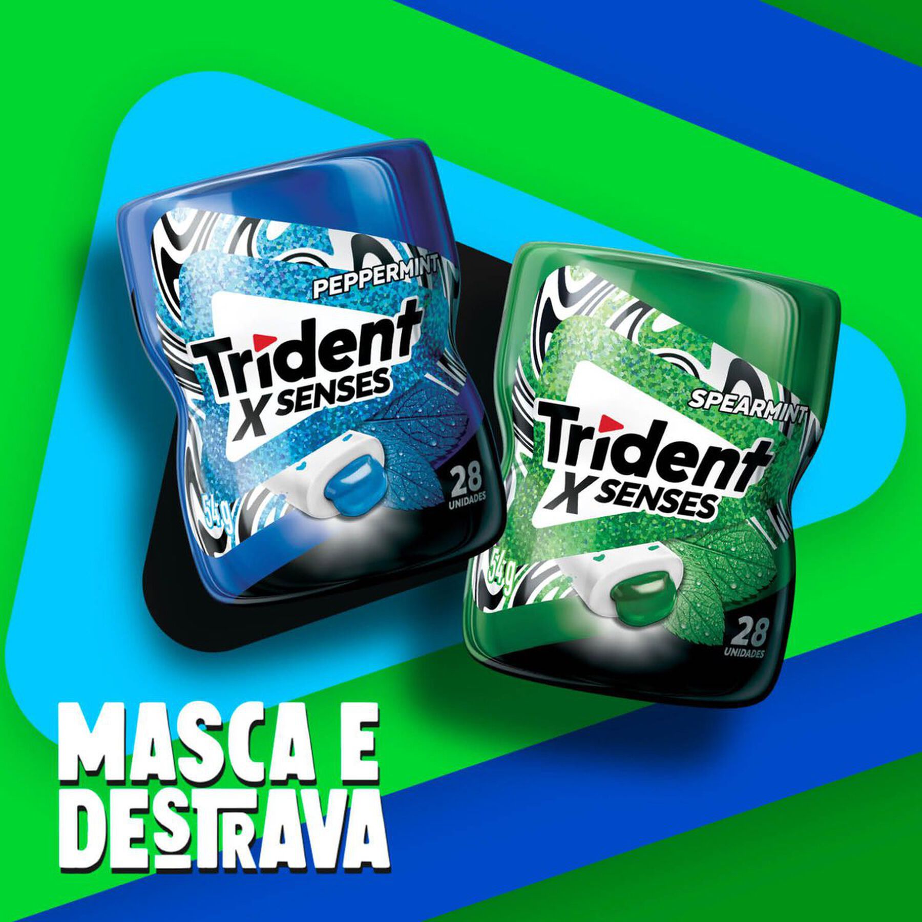 Chiclete Trident XSenses Peppermint Sem Açúcar Garrafa 54g