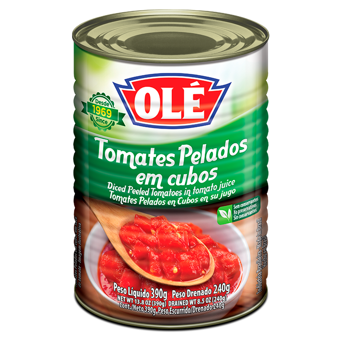 Tomate Pelado em Cubos Ol&eacute; Lata 390g