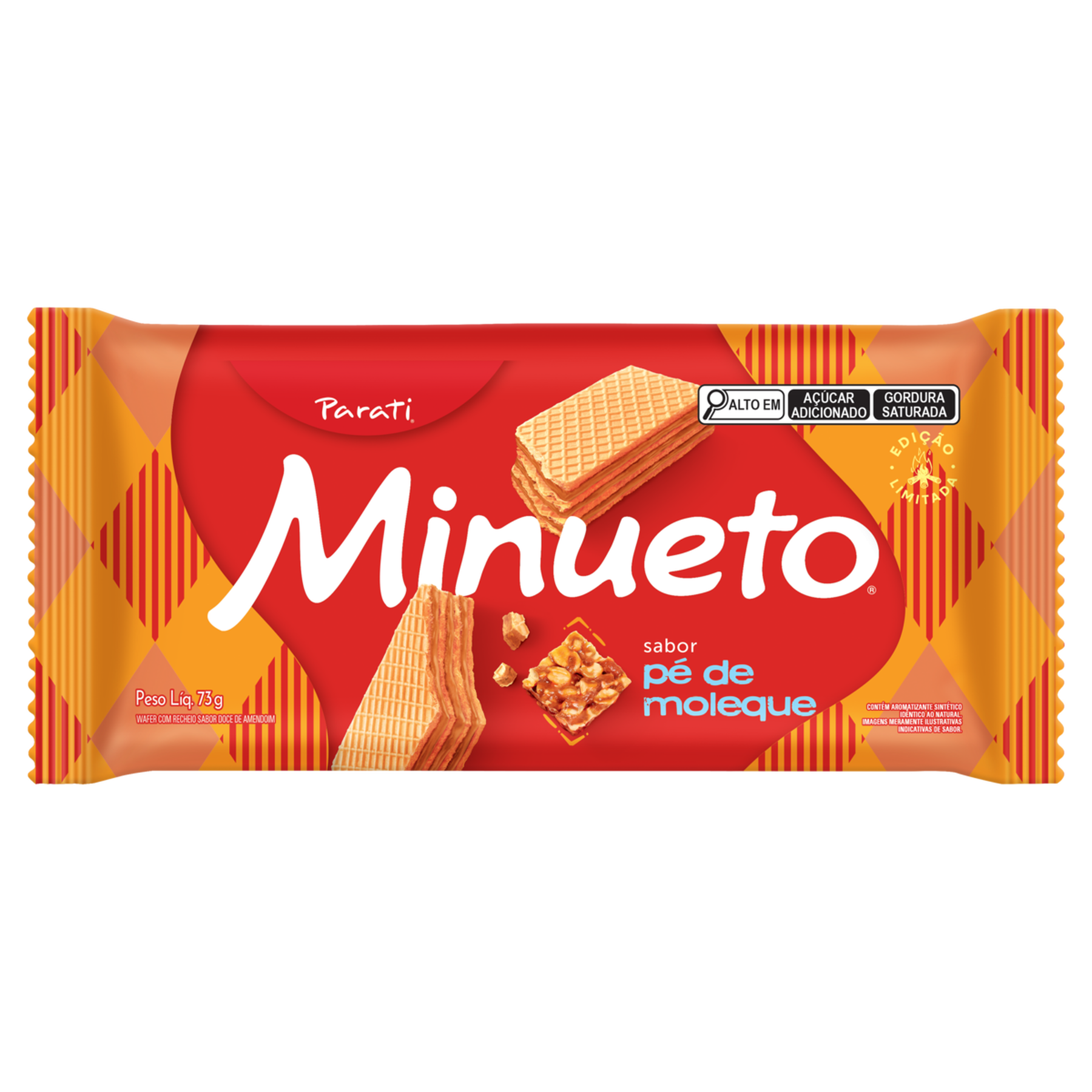 Biscoito Wafer Recheio P&eacute; de Moleque Minueto Pacote 73g