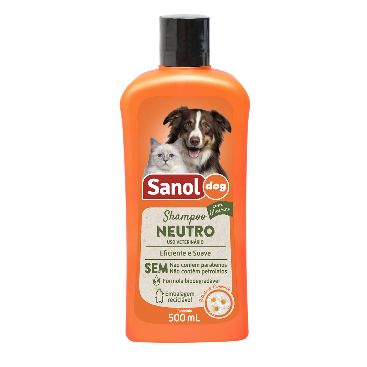 Shampoo para C&atilde;es e Gatos Neutro Sanol Dog Frasco 500ml