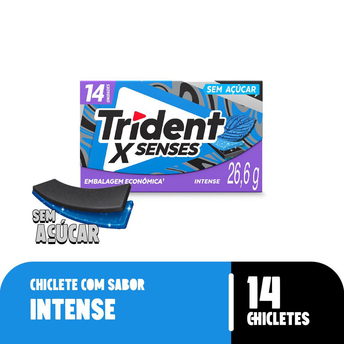 Chiclete Trident XSenses Intense 26,6g - Embalagem Econ&ocirc;mica 14 unid.