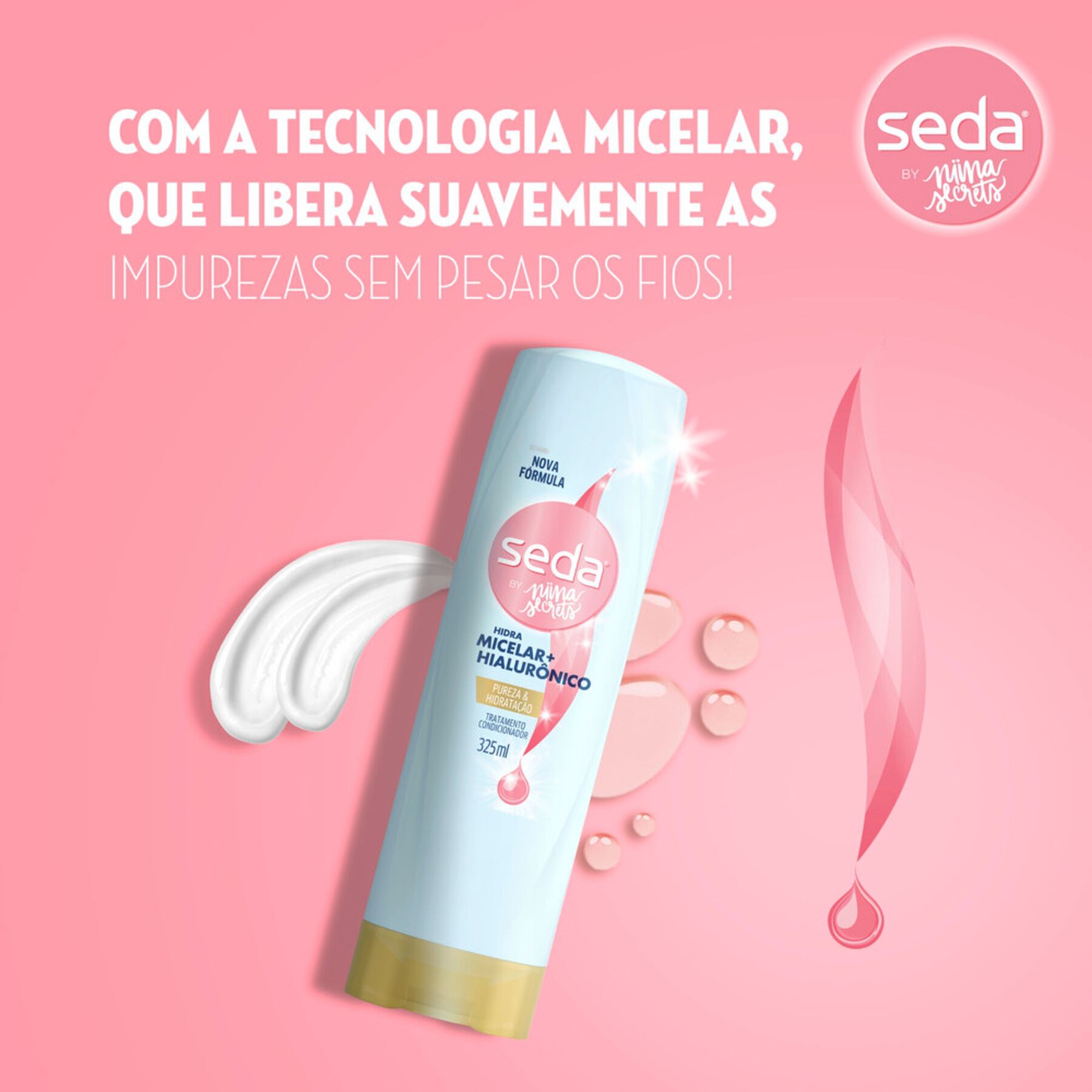 Condicionador Hidra Micelar + Hialur&ocirc;nico by Niina Secrets Seda Frasco 325ml&nbsp;