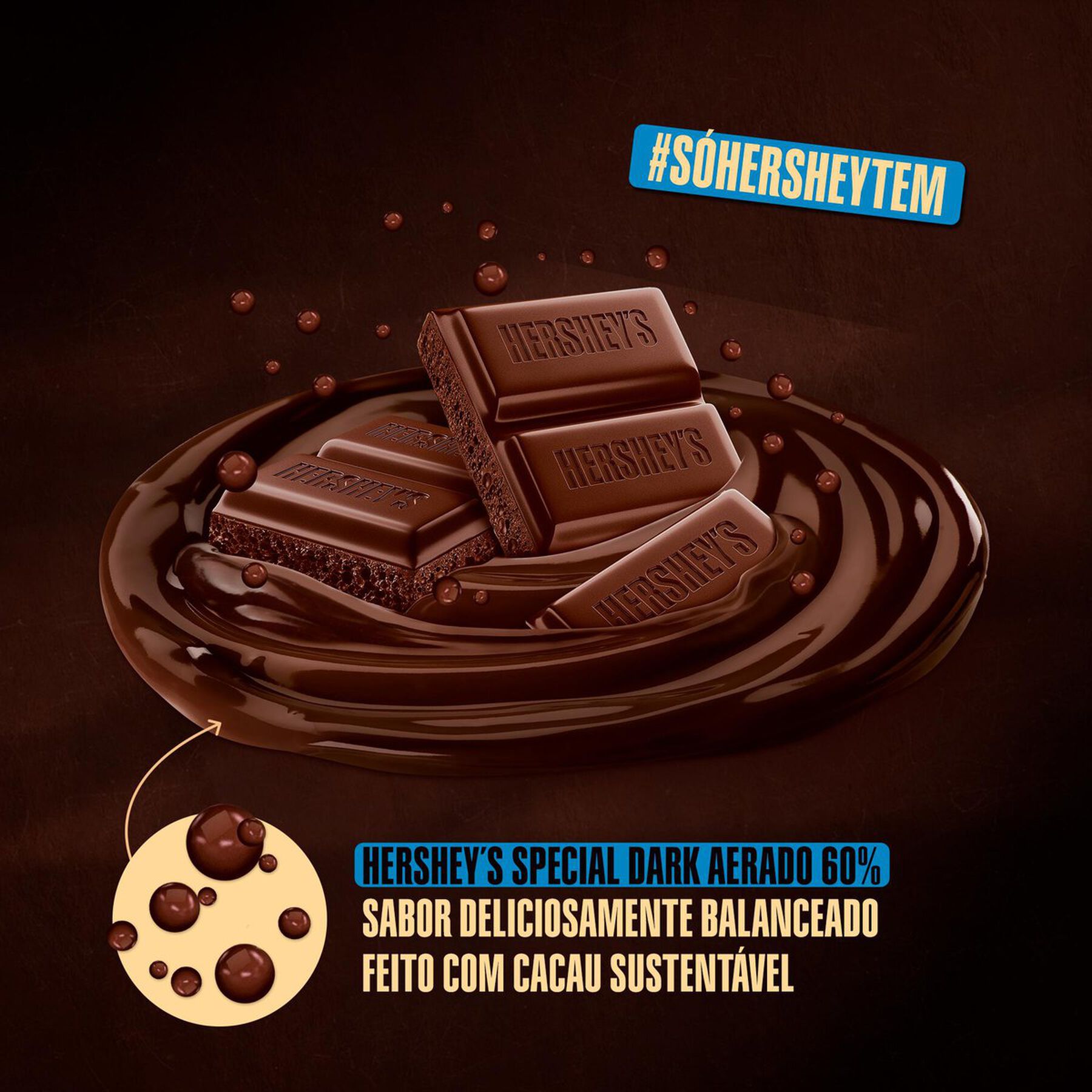 Chocolate Amargo Aerado 60% Cacau Hersheys Special Dark Pacote 85g