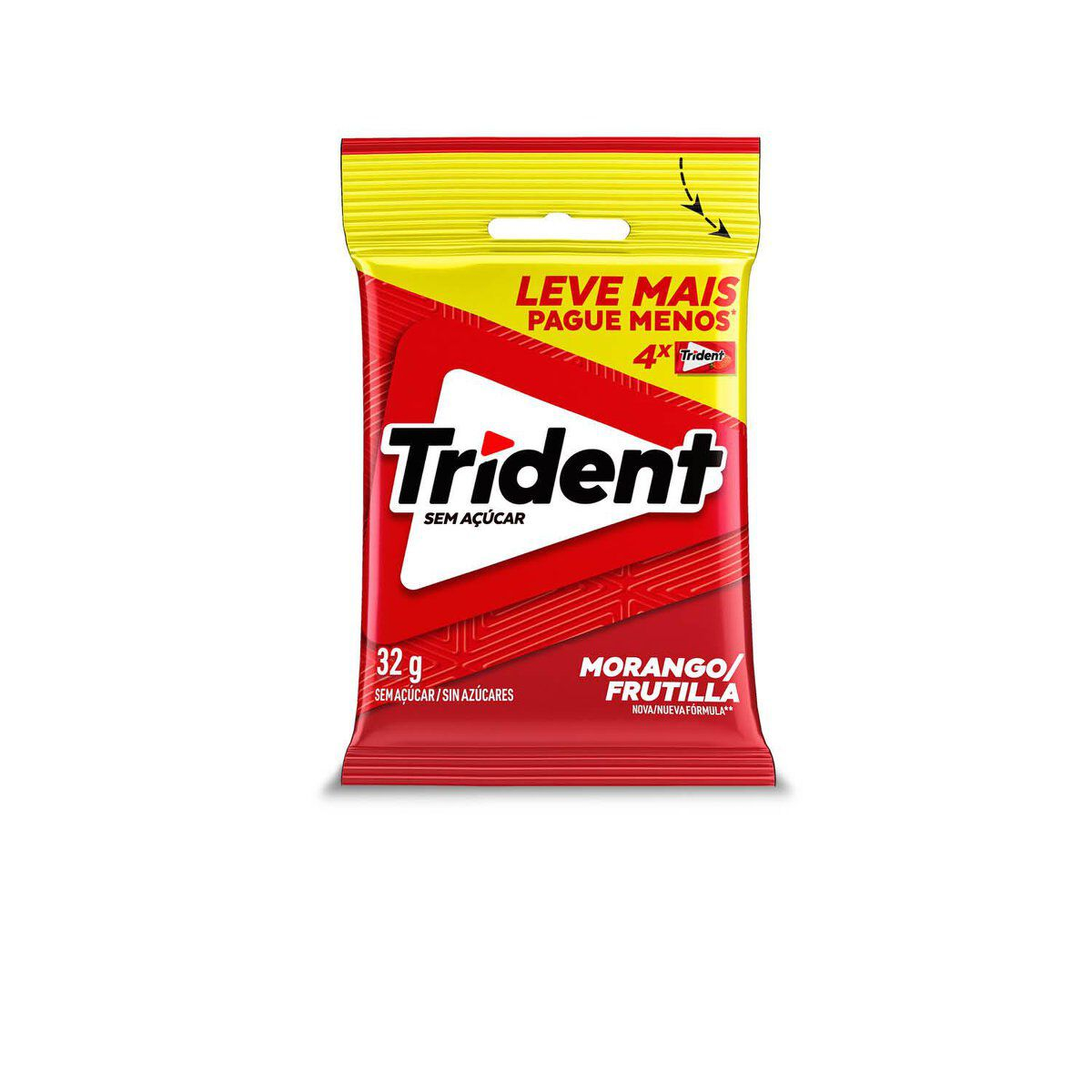 Goma de Mascar Sem A&ccedil;&uacute;car Morango Trident 32g