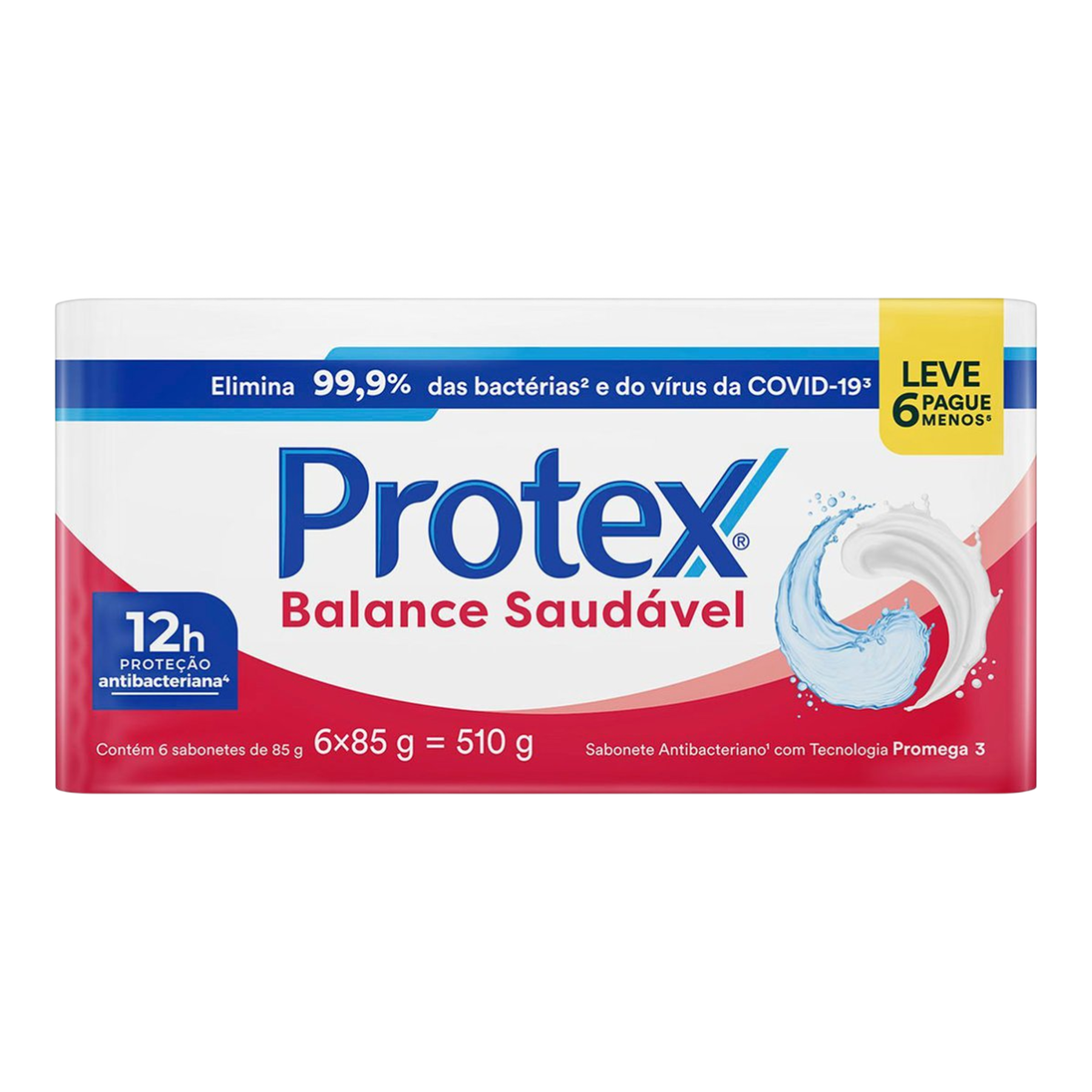 Pack Sabonete Barra Antibacteriano Protex Balance Saud&aacute;vel Envolt&oacute;rio 510g 6 Unidades 85g Cada