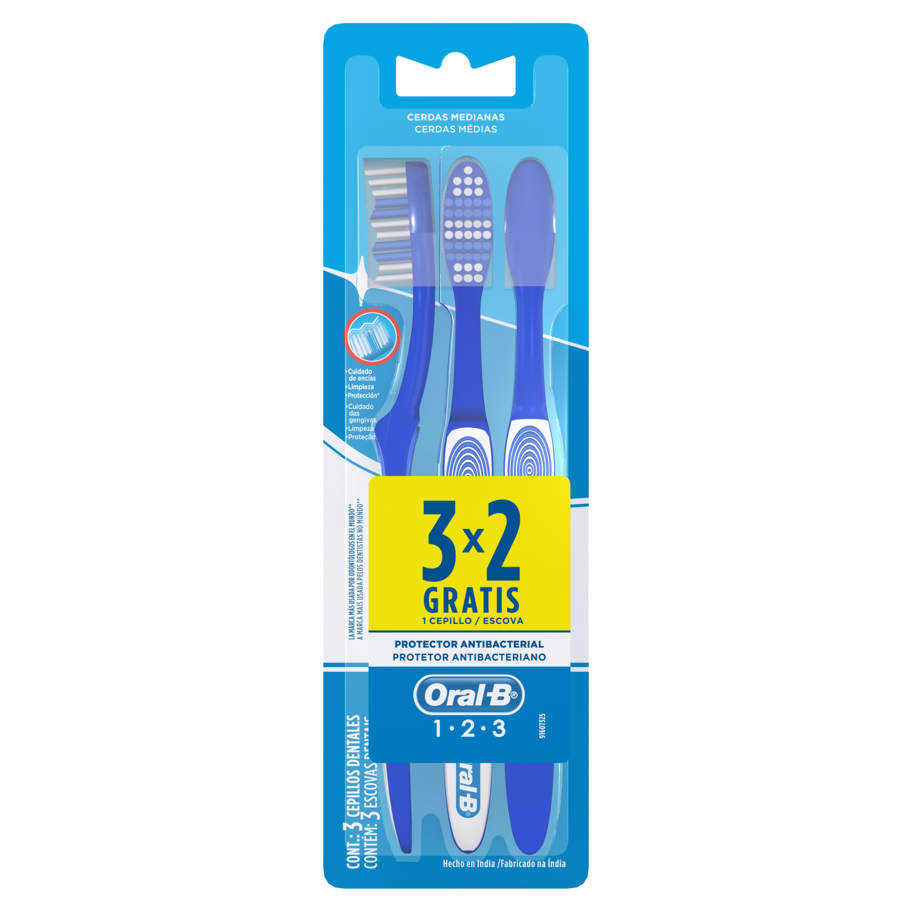 Pack Escova Dental Média Oral-B 1-2-3 Leve 3 Pague 2 Unidades